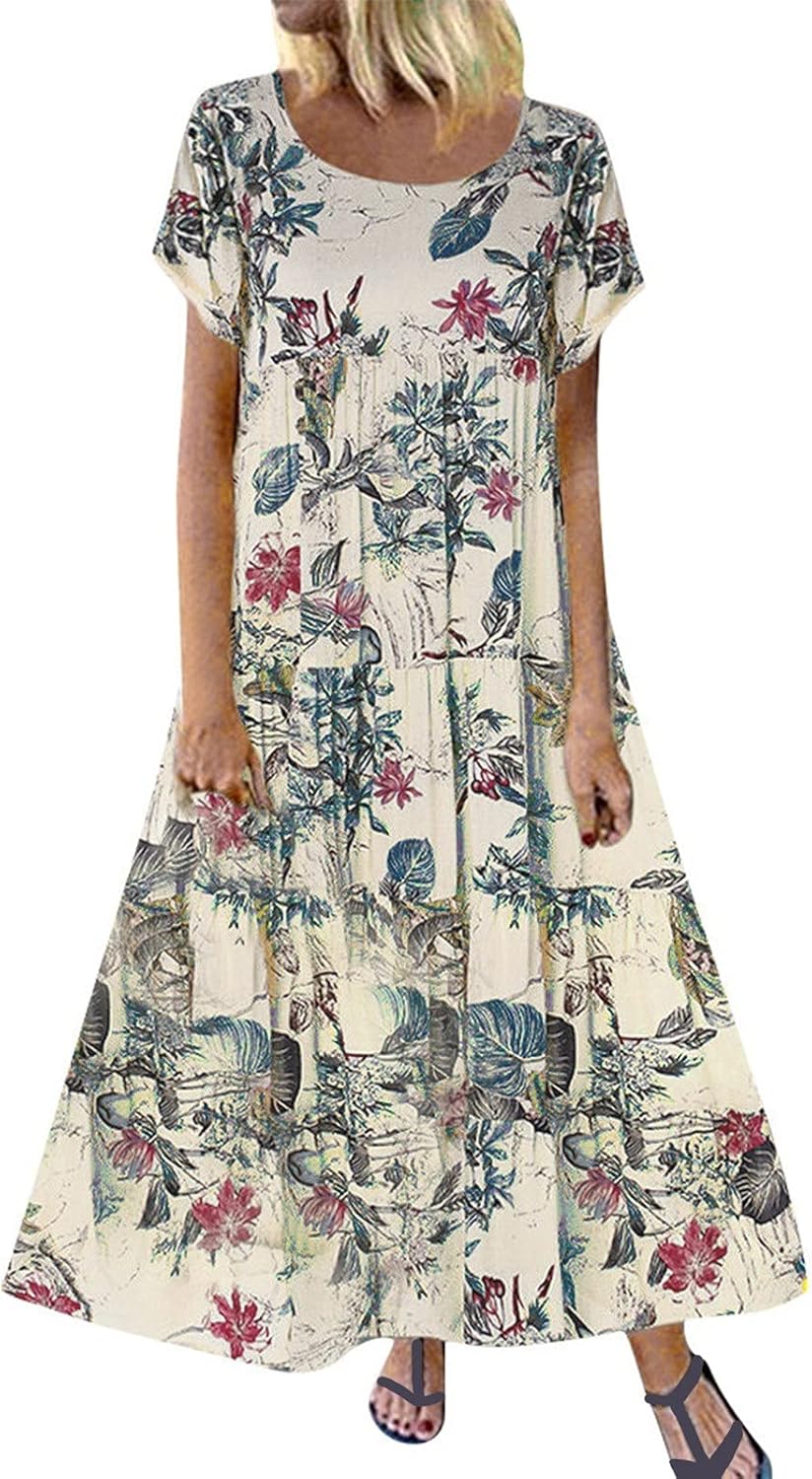 Ydsxlp Sommerkleid Damen Große Größen - V-Ausschnitt Rüschenkleid A-Linie