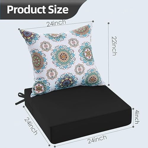 Miniatura 4 de PrimePatio Juego de cojines para sillas de exterior para muebles de jardín, cojines de exterior para muebles de patio, 24 x 24 pulgadas,
