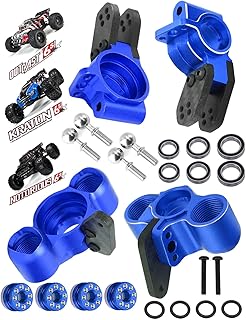 RCMYou Front Knuckles Steering Blocks & Rear Hub Stub Axle Carriers Upgrades Part for ARRMA 1/8 Kraton/Notorious/Outcast 6S BLX 4WD,Alloy Steering Hop Ups,Replaces #AR330505#AR330404,Navy Blue