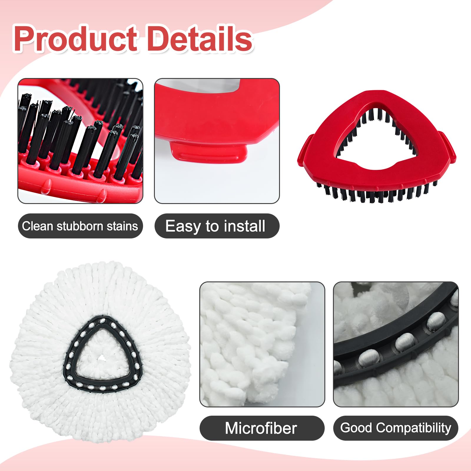 Cabezales de fregona de repuesto para fregona O-Ceda, cabezal de repuesto EasyWring Spin Mop de repuesto, repuesto de fregona de microfibra, incluye 5 cabezales de fregona de repuesto, limpieza