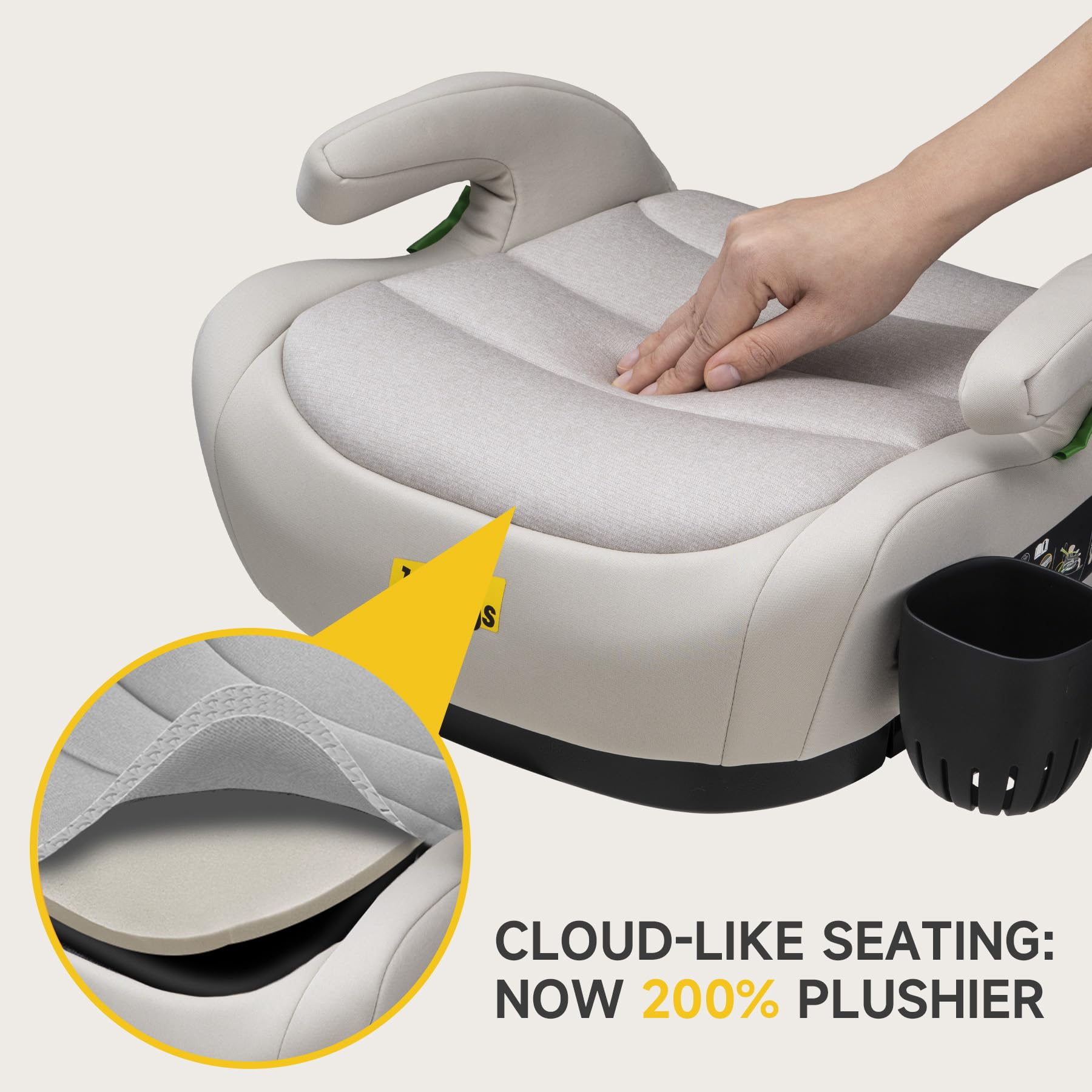 Jovikids ISOFIX Car Booster Seat, i-Size R129, 125-150 cm (6–12 Years), Seat Belt Guide, Lightweight, Removable/Machine-Washable Cover - 4