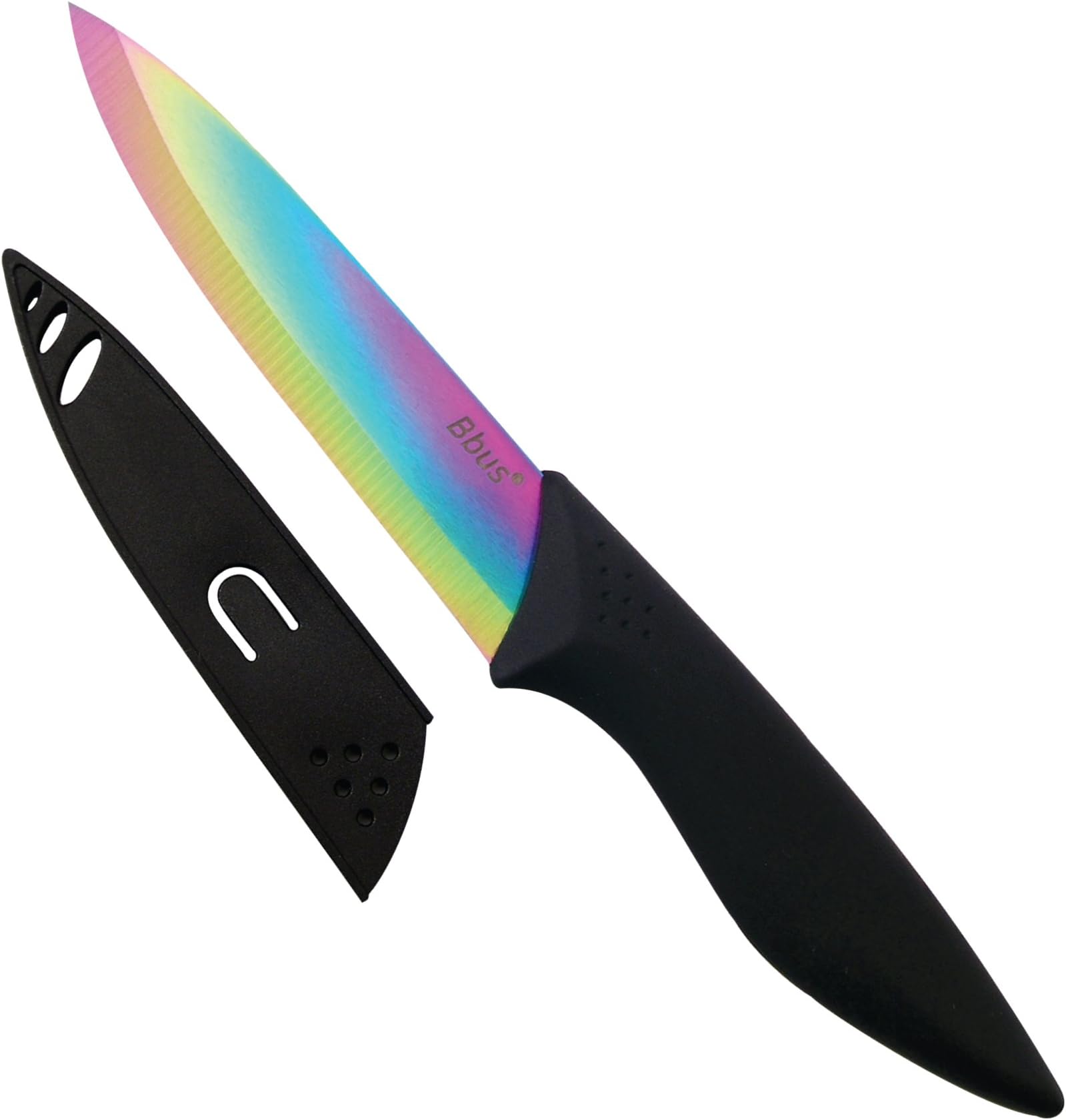 Ceramic Paring Knife + FREE Durable Protective Sheath: Ultra Sharp, Black Handle, 4" Rainbow Blade