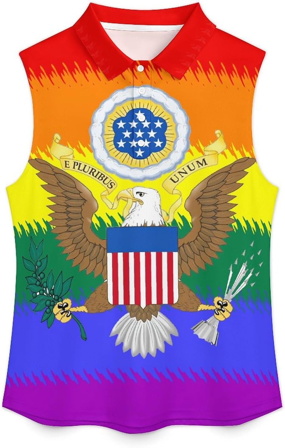 LGBT Flag United States Emblem Women's Golf Shirt Sleeveless Polo Shirts Tank Tops Blouses Tennis T-Shirts Casual
