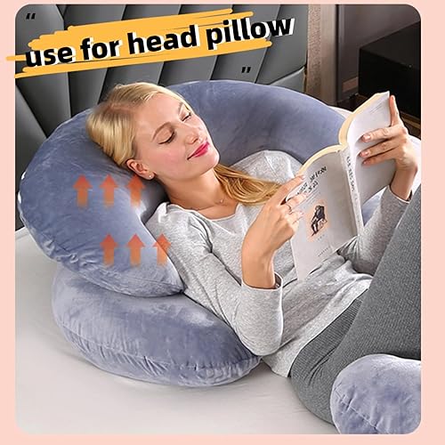 Miniatura 4 de Almohadas de embarazo para dormir, almohada de cuerpo completo en forma de C para mujeres embarazadas, almohada de embarazo suave con funda de