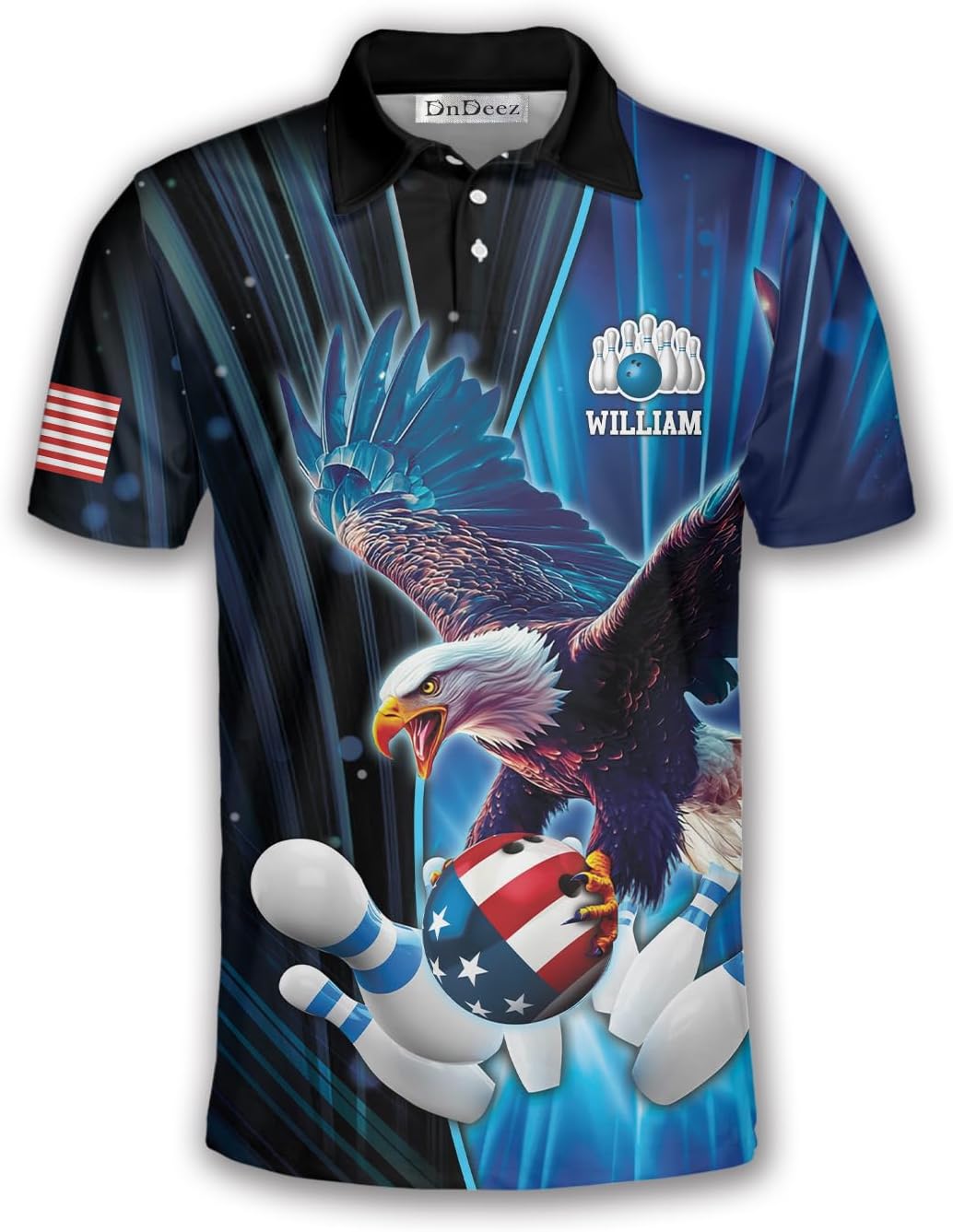 Custom Bowling Shirts for Men, Bowling Jerseys Unisex Polo Animals Wolf Bear Eagle, Sizes S - 5XL