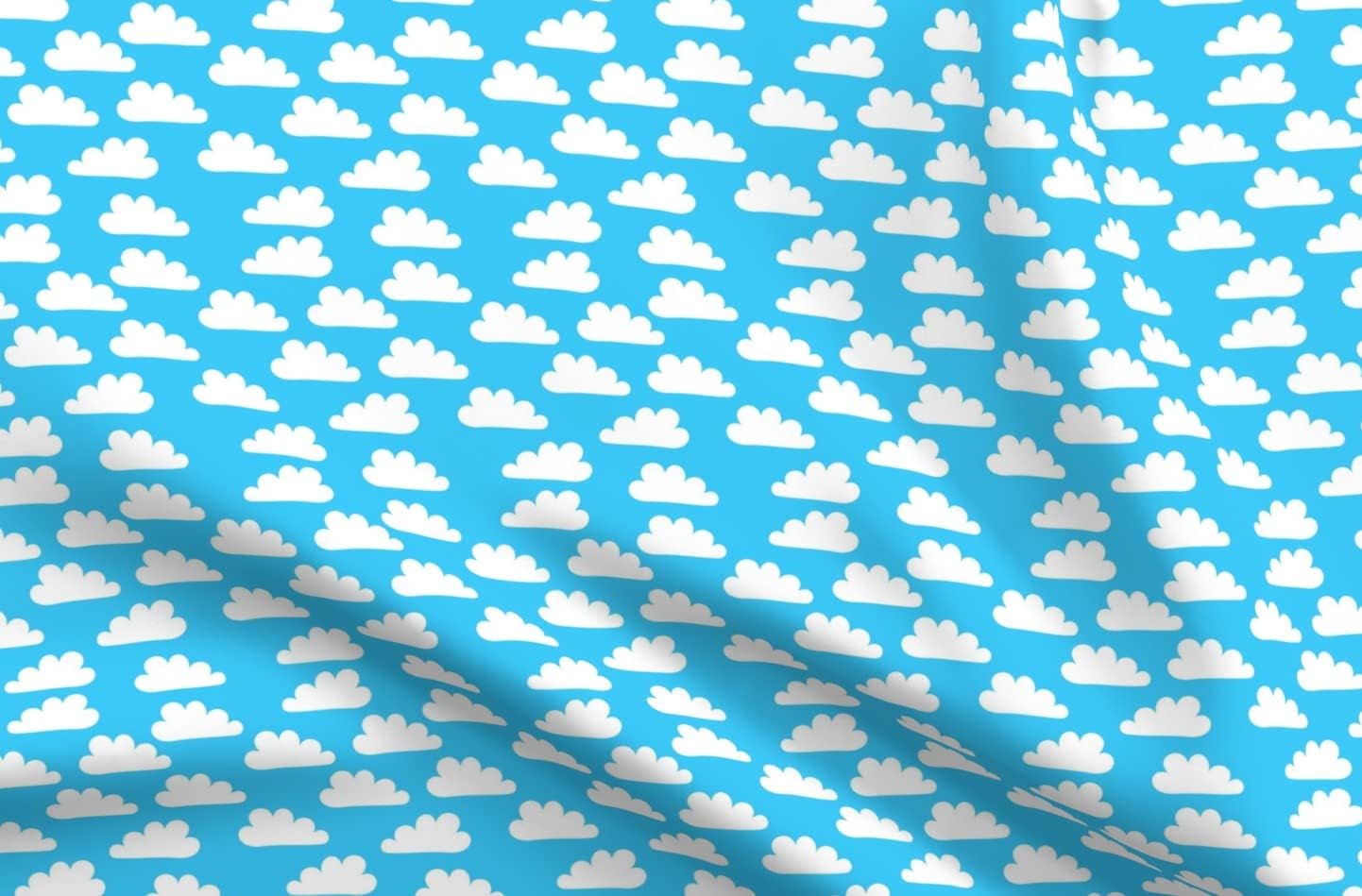 Spoonflower Fabric - Happy Clouds Sky White Blue Nature Whimsical Printed on Minky Fabric by The Yard - Sewing Baby Blankets Quilt Backing Plush