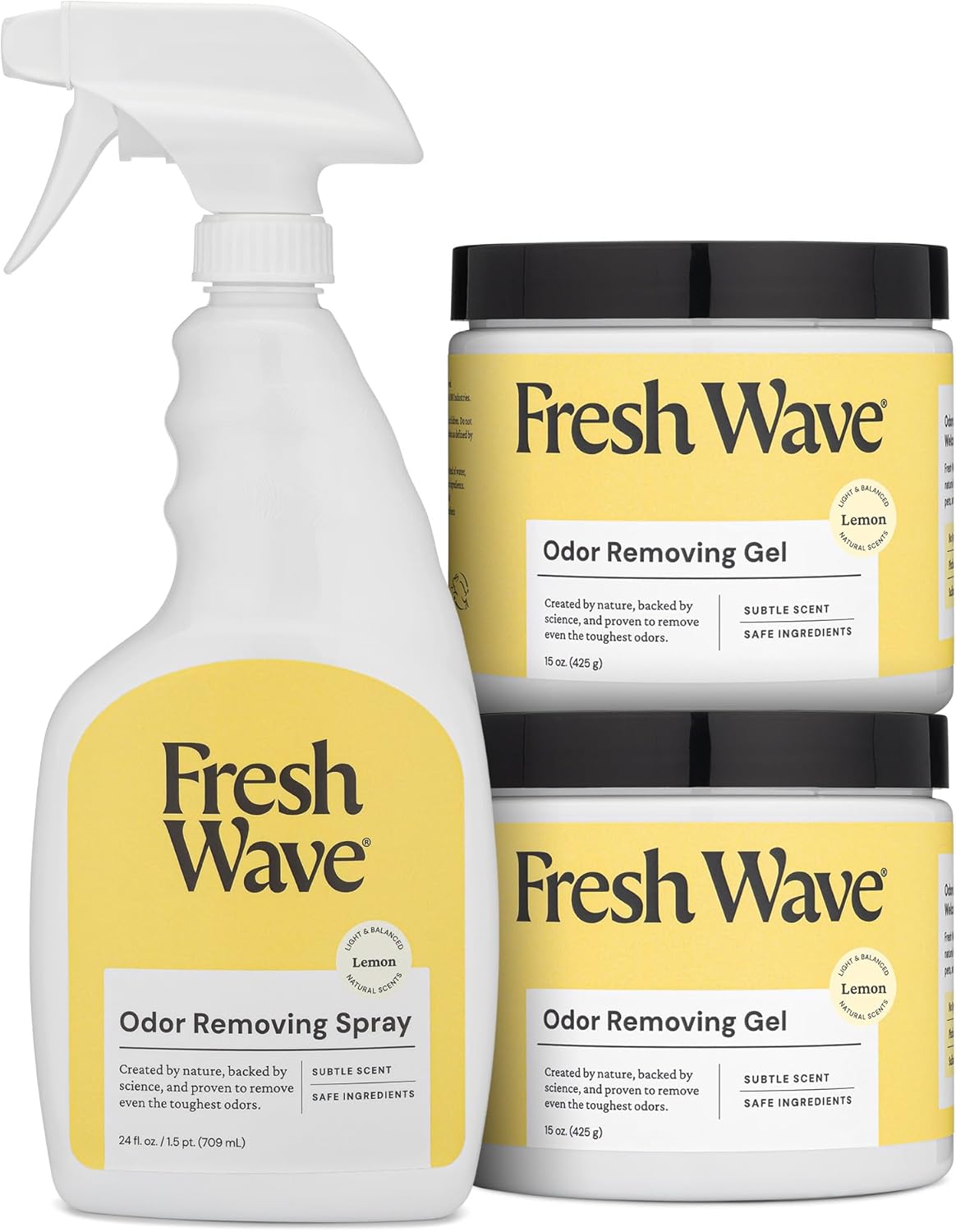Lemon Home Odor Solutions Bundle 2-Pack 15 oz. Gel & 24 fl. oz. Spray