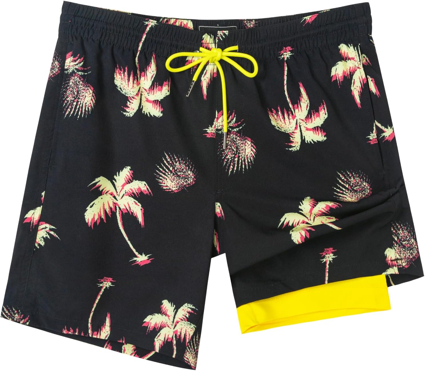 SURF CUZ Mens Swim Trunks with Compression Liner Swim Shorts 7" Swimming Trunks Stretch 7 Inch Swim Suits Quick Dry