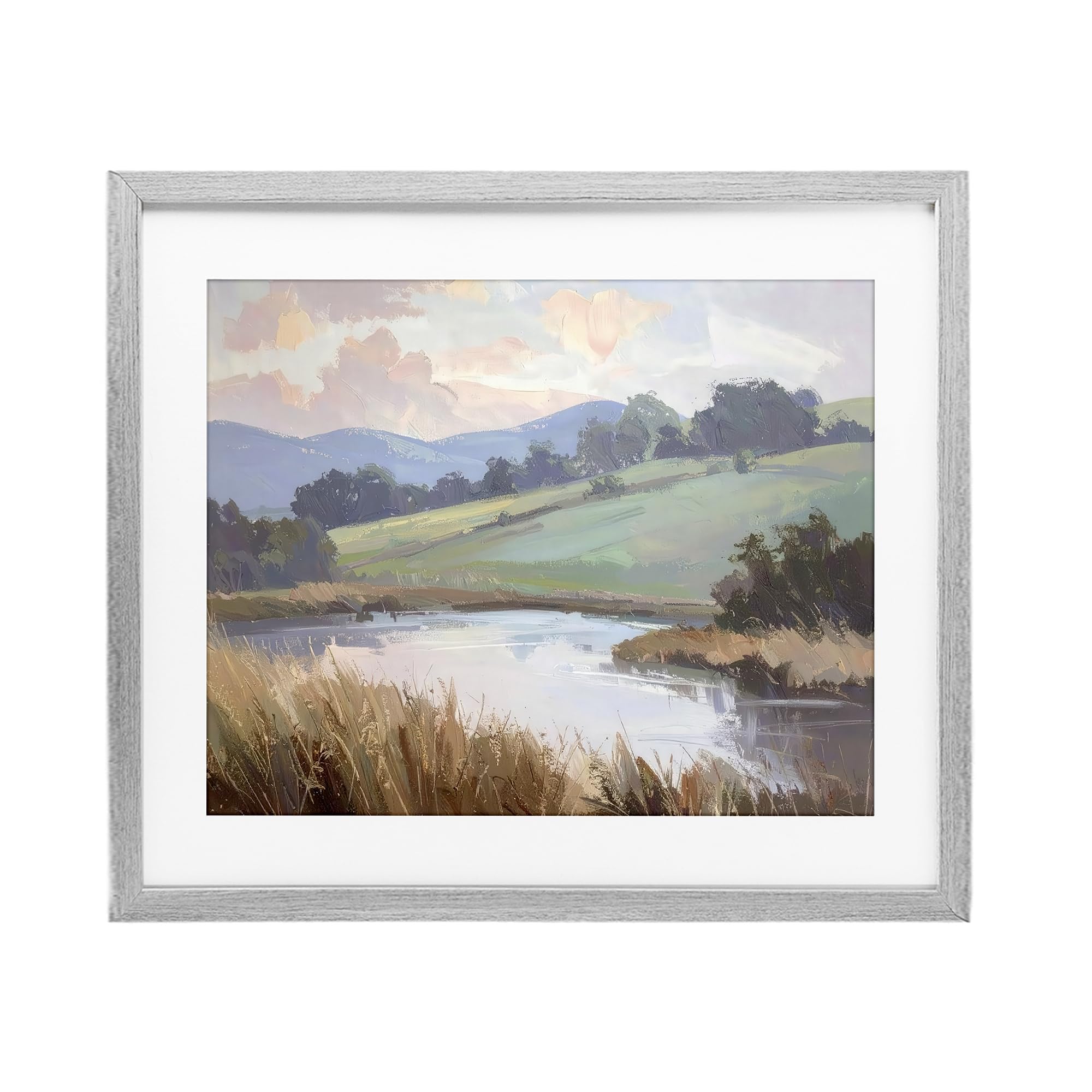 Stupell Industries Farmhouse Gray (Textured) 'Subtle Distant Mountains'| Framed Print Under Glass