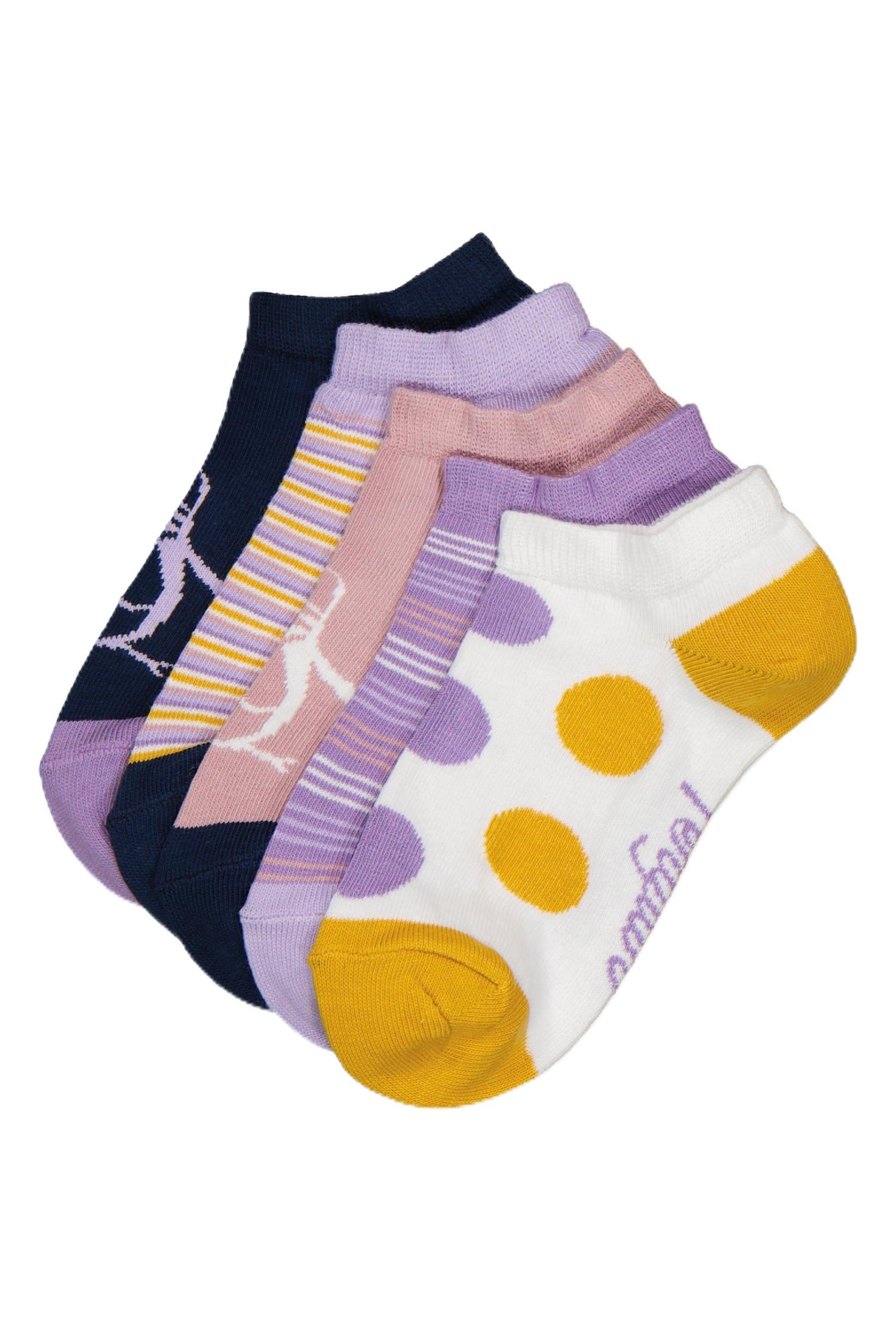 Original Penguin Kids Girl 5 Pairs Stripes Ankle Socks, Multicolor 27