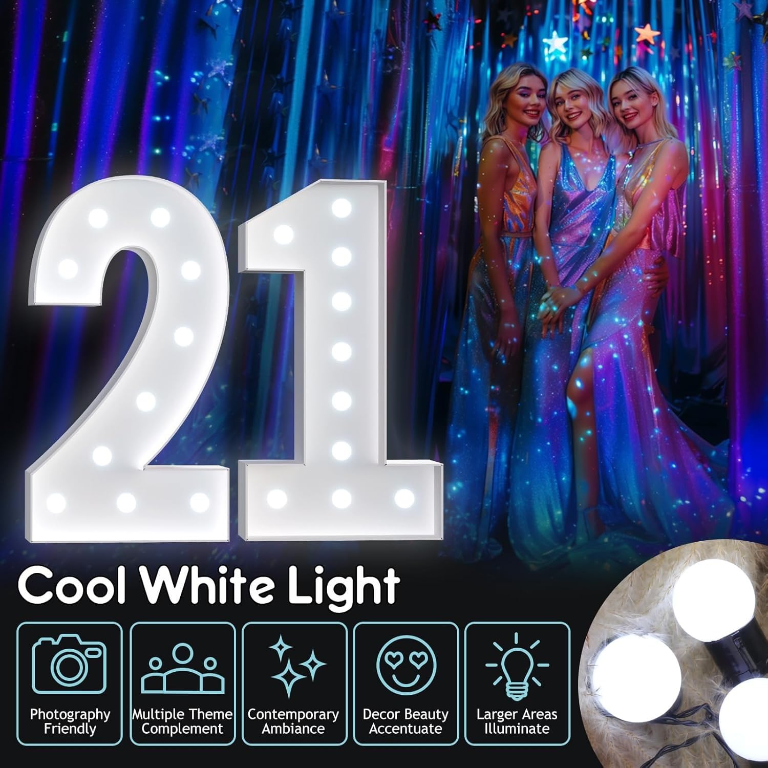 Números de marquesina de 48 pulgadas, decoración de cumpleaños, número iluminado del 0 al 9, luces LED cálidas/blancas, decoración, letrero luminoso for fiesta, boda, festival(Number 1,WHITE LIGHT)