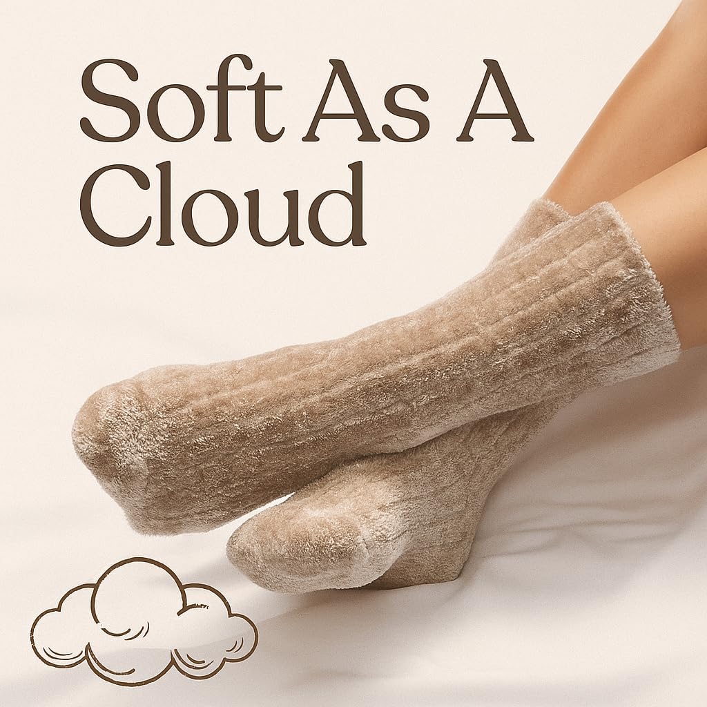 Martha Stewart Fuzzy Socks For Women, Warm And Cozy For Winter, Perfect For Home, Cable - Image 3