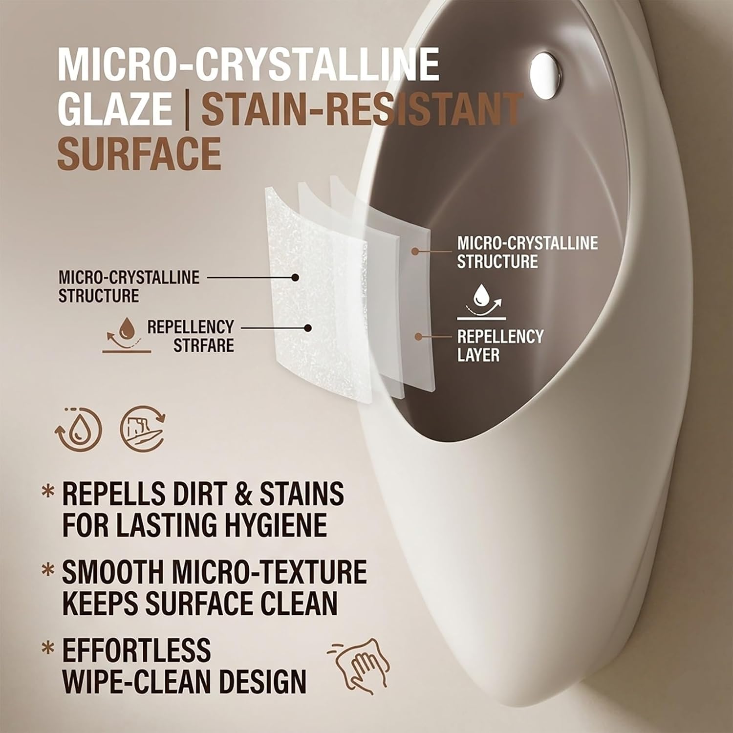 Smart Sensor Urinal for Men - Wall Mounted Ceramic Mens Urinal for Bathroom with High Splash Guard - Automatic Flush Male Toilet for Home & Commercial Use(Sensor B+Floor Drain)
