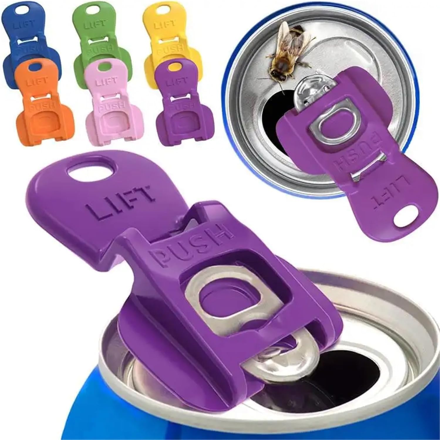 60PCS Easy Tab Opener&Drink Protector Coke Beverage Can Plastic Simple Bottle Sealing Dustproof To Pull