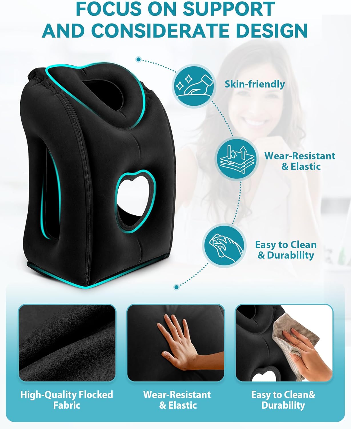 JefDiee Travel Pillow,Inflatable Airplane Pillow for Sleeping to Avoid Neck and Shoulder Pain,Supports Head and Chin Used for Airplane,Car,Bus and Office - Image 3