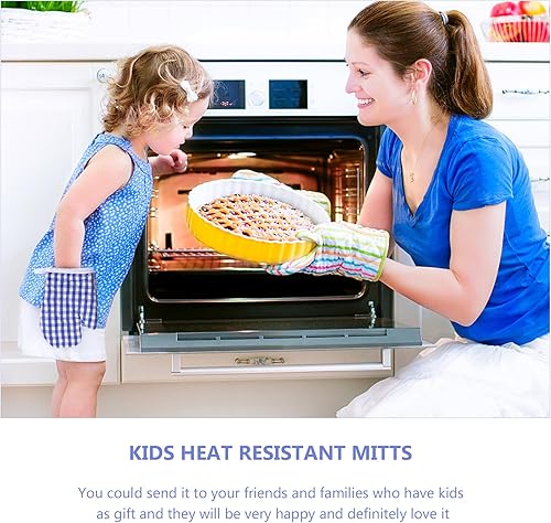 Miniatura 2 de DOITOOL Guantes de cocina para niños, 2 unidades, guantes para horno de microondas, guantes de cocina resistentes al calor, guantes de cocina