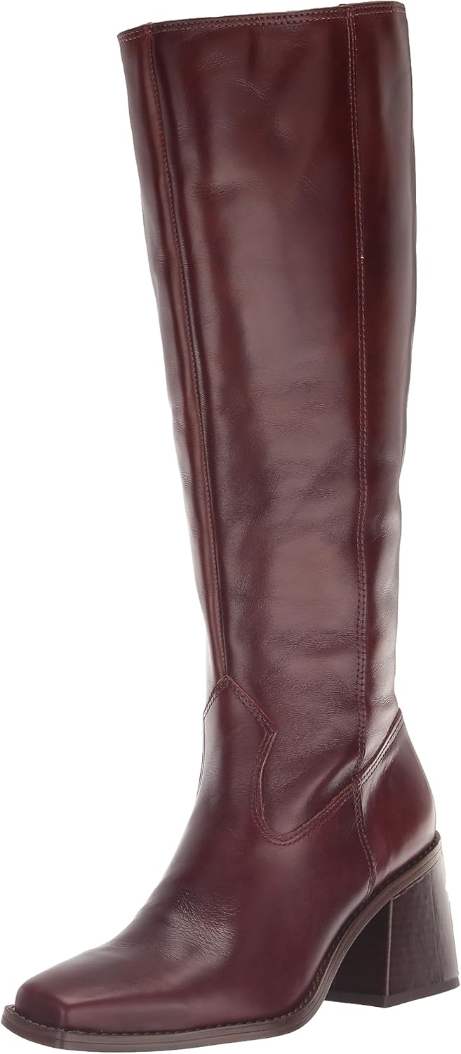 Vince Camuto Women's Sangeti Stacked Heel Knee High Boot Fashion, Dark Mahogany, 12