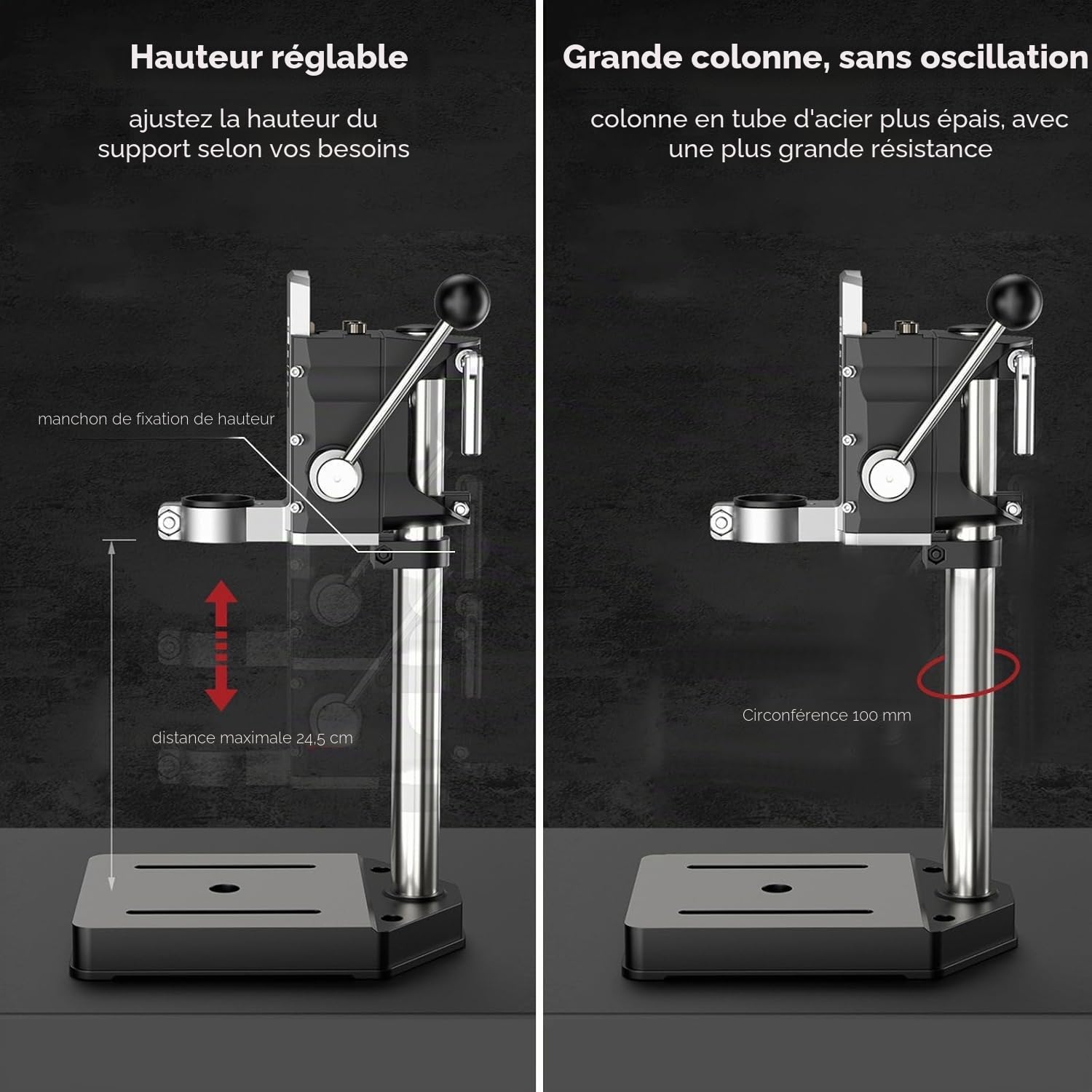 Support Universel Pour Perceuse À Colonne, Qualité Industrielle Professionnelle, Support De Perceuse À Main, Accessoires Pour Outils Électriques Pour Aider Au Perçage À La Maison Ou À L'atelier, Etc