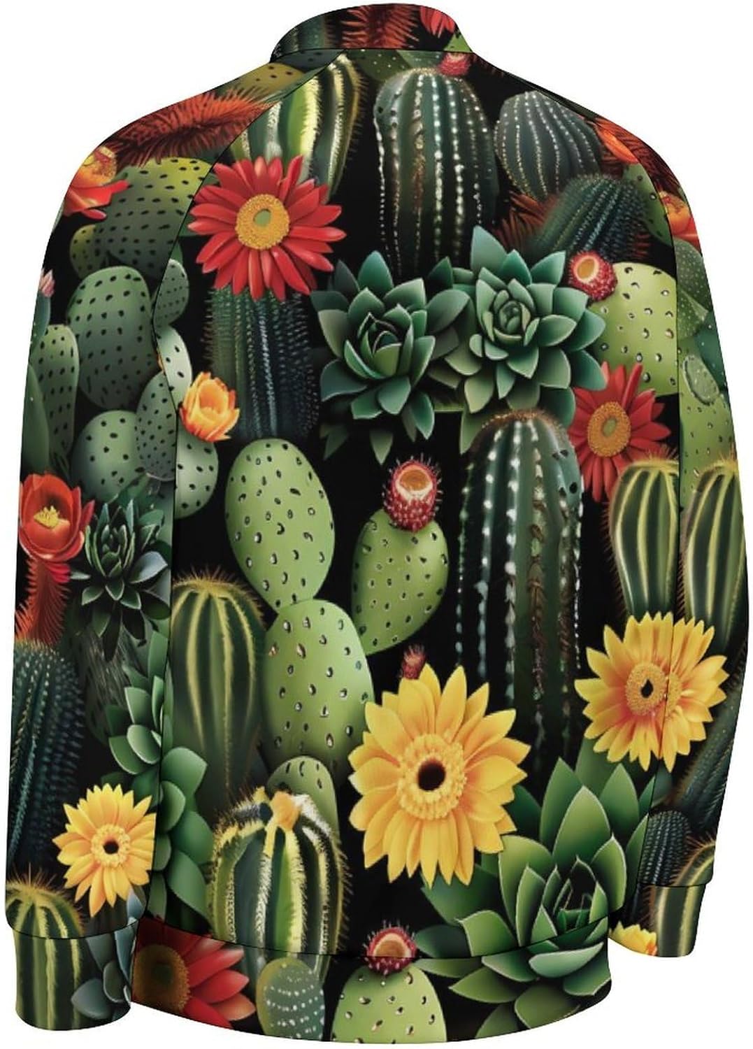 Cactus Plants Novelty Men's Baseball Jackets Causal Sweatshirt Button Top Long Sleeve Coat
