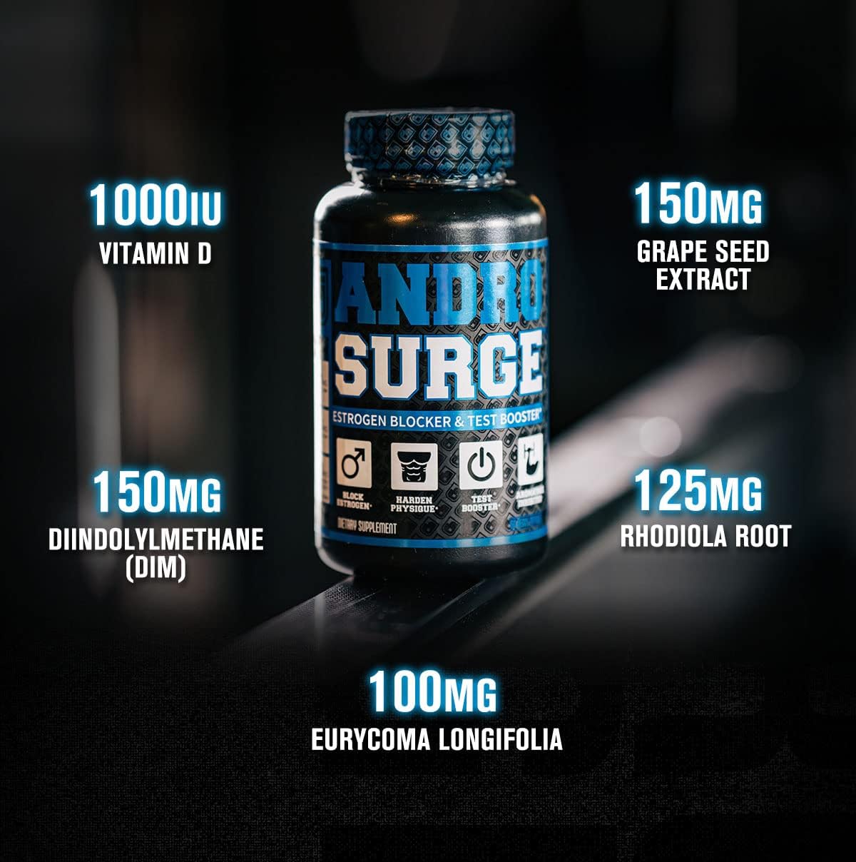 Androsurge Estrogen Blocker for Men - Natural Anti-Estrogen, Testosterone Booster & Aromatase Inhibitor Supplement - Boost Muscle Growth & Fat Loss - DIM & 6 More Powerful Ingredients, 60 Veggie Pills : Health & Household