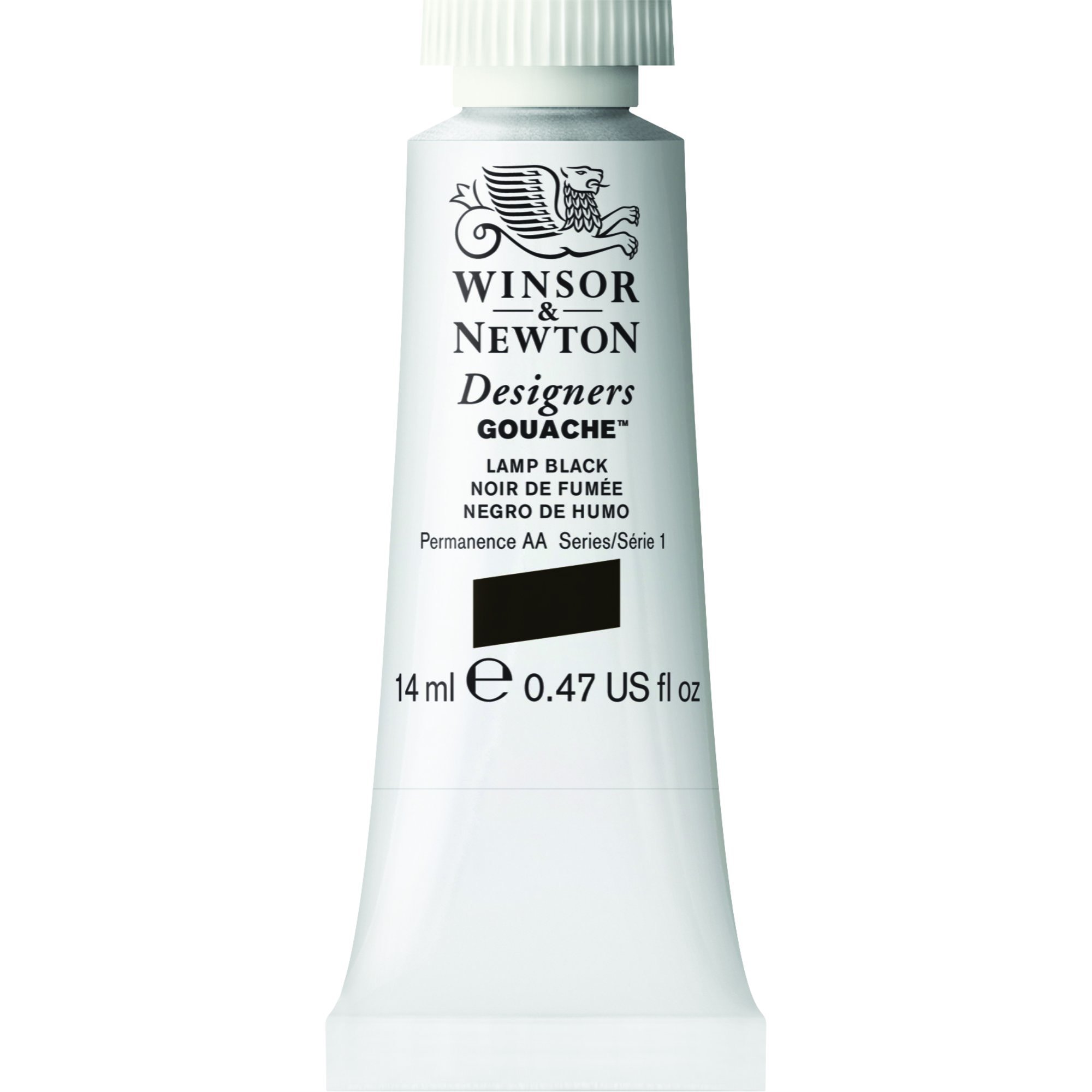 Winsor & Newton Designers Gouache 14 ML - Lamp Black (337), Finely Pigmented, Vibrant, Vivid & Opaque Matt Colours, Ideal for Designer's, Illustrators & Commercial Artist