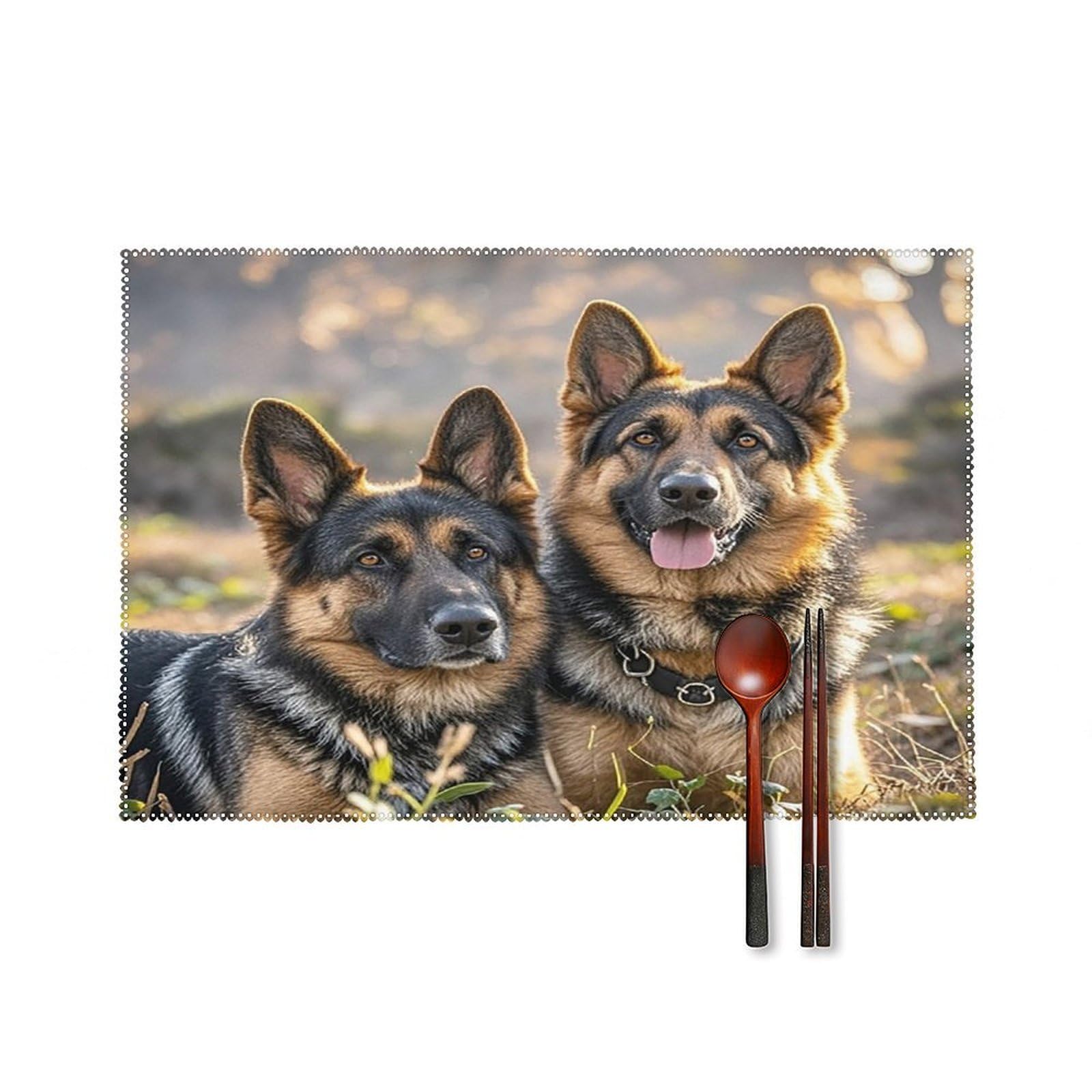 German Shepherd Dog Lovers Placemats Washable Canvas Place Mats Decoration Placemat for Dining Table Easy to Clean Tables Mat Set of 6 for Kitchen Dining Room Coffee Table