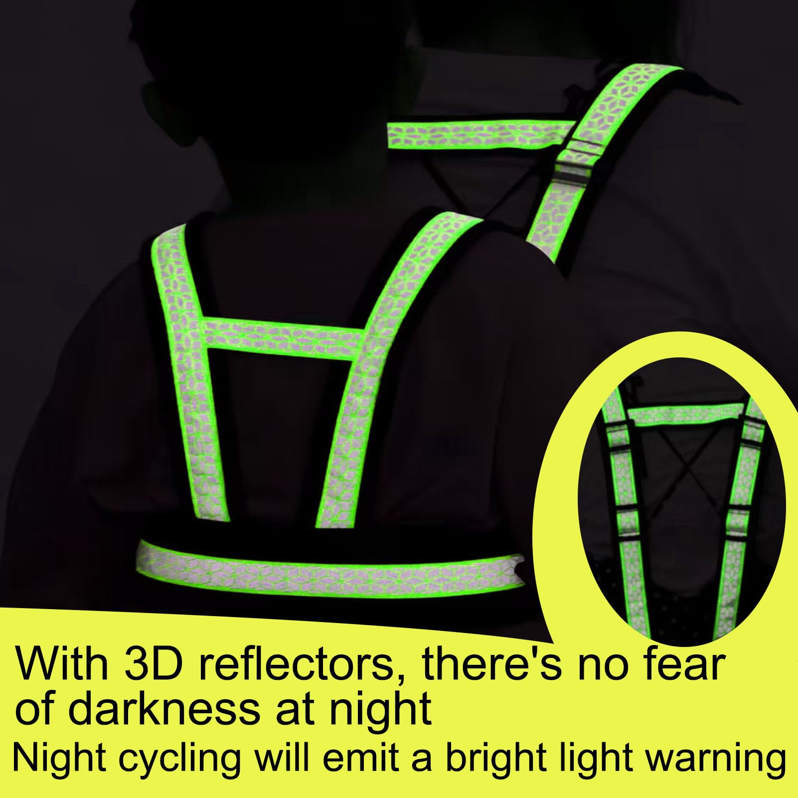 Ceinture de sécurité réglable pour moto pour enfant avec bandes réfléchissantes - Convient pour les enfants de 2 à 12 ans (vert et noir)