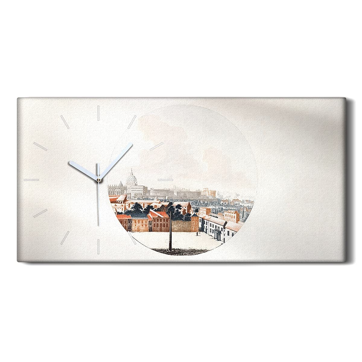 Horloge sur Toile 60x30cm Salon - Dessin City Ciel