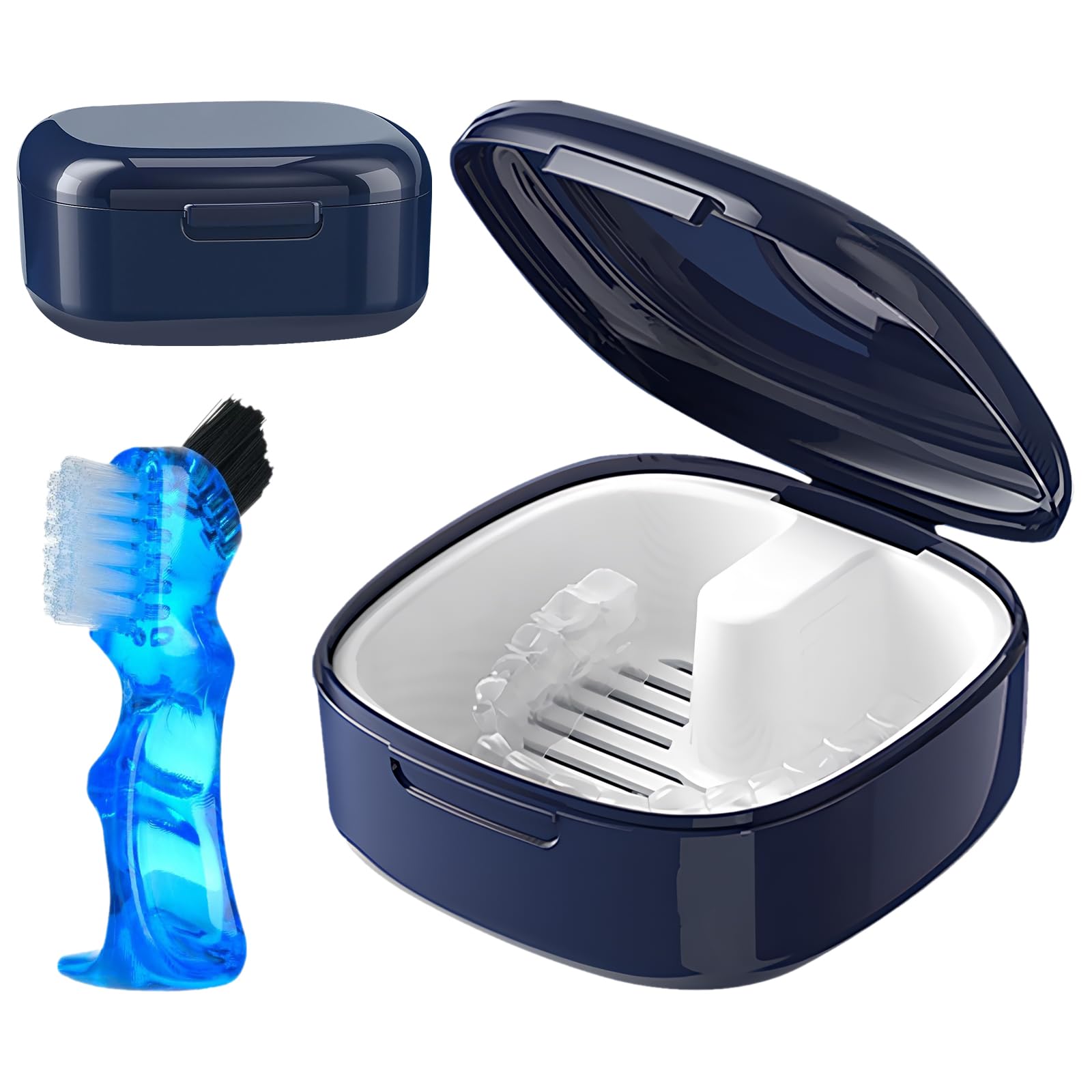 Boite Appareil Dentaire avec Passoire et Brosse à Dents | Boîte de Retenue Orthodontique, pour Stockage et Trempage Des Protège-dents