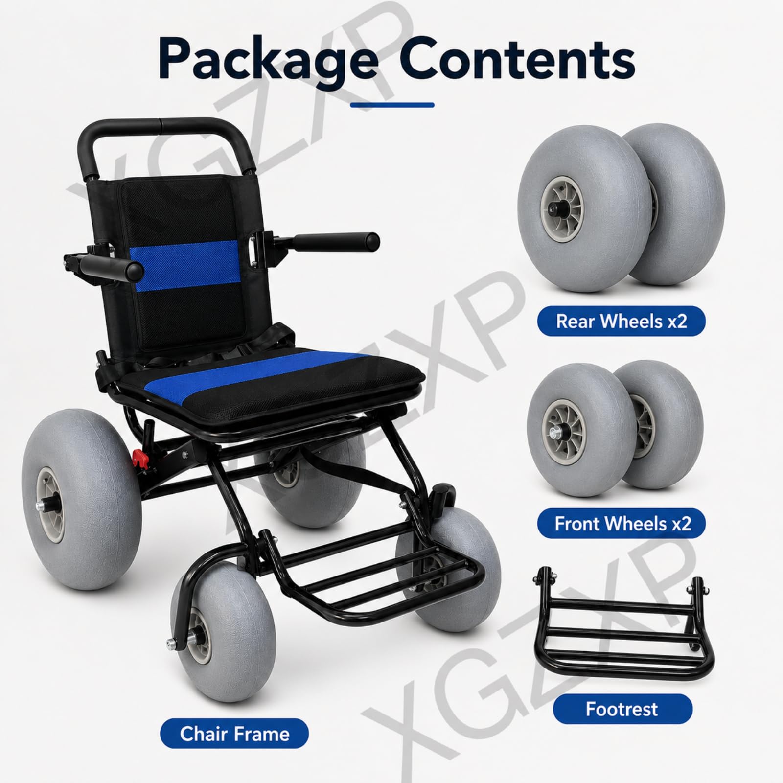 Silla De Ruedas Todoterreno Para Playa, Plegable, Con Neumáticos Anchos, Capacidad De 100 Kg, Reposapiés Plegable, Para Playa, Césped, Grava Y Acceso Al Agua