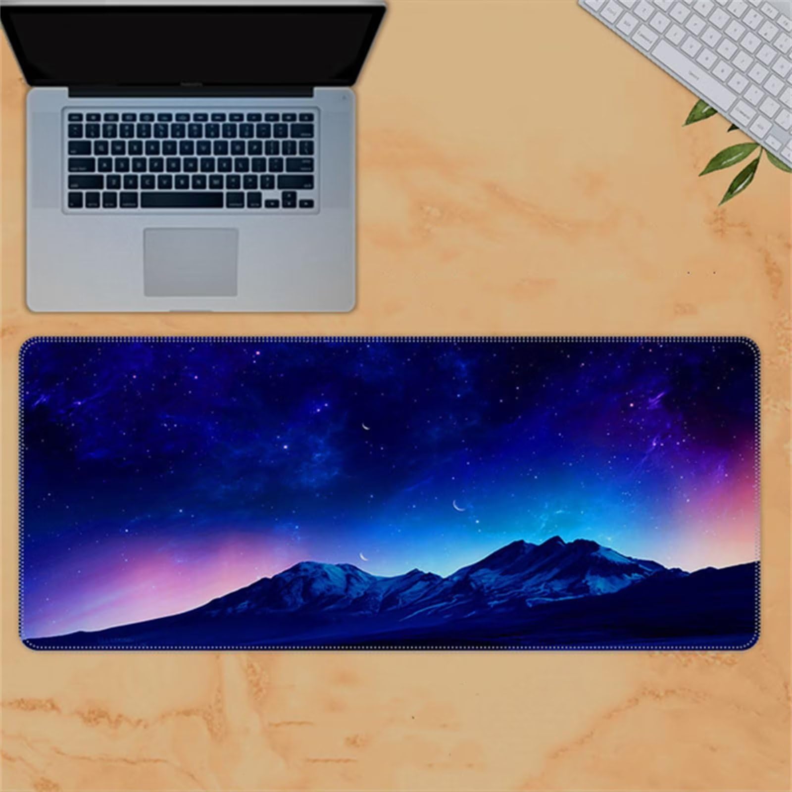 Tappetino per Mouse Gaming, Paesaggio Naturale Blu Grande Tappetino Mouse XXL Tappetino per Mouse Antiscivolo Tastiera Tappetino per Scrivania Bordi Cuciti per Ufficio Giochi PC Laptop 1000x500x4mm