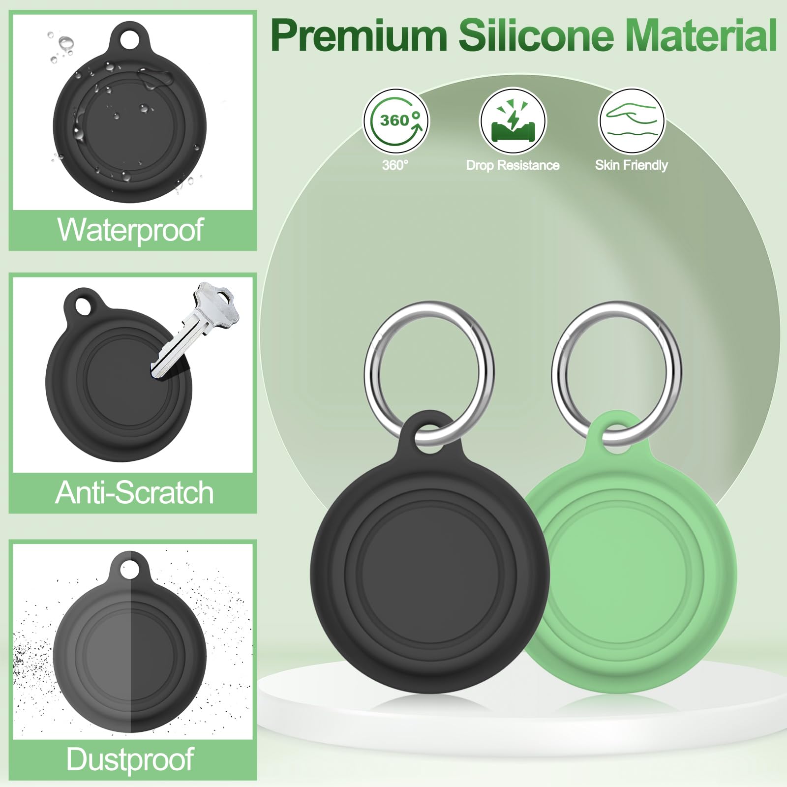 [4 Pack] for Moto Tag Case with Waterproof Cover, Soft Silicone Case for Moto Tag Holder, Full Body Protective Cover for Mototag Tracker, Hidden Mototag Key Finder with Carabiner for Bags Pets