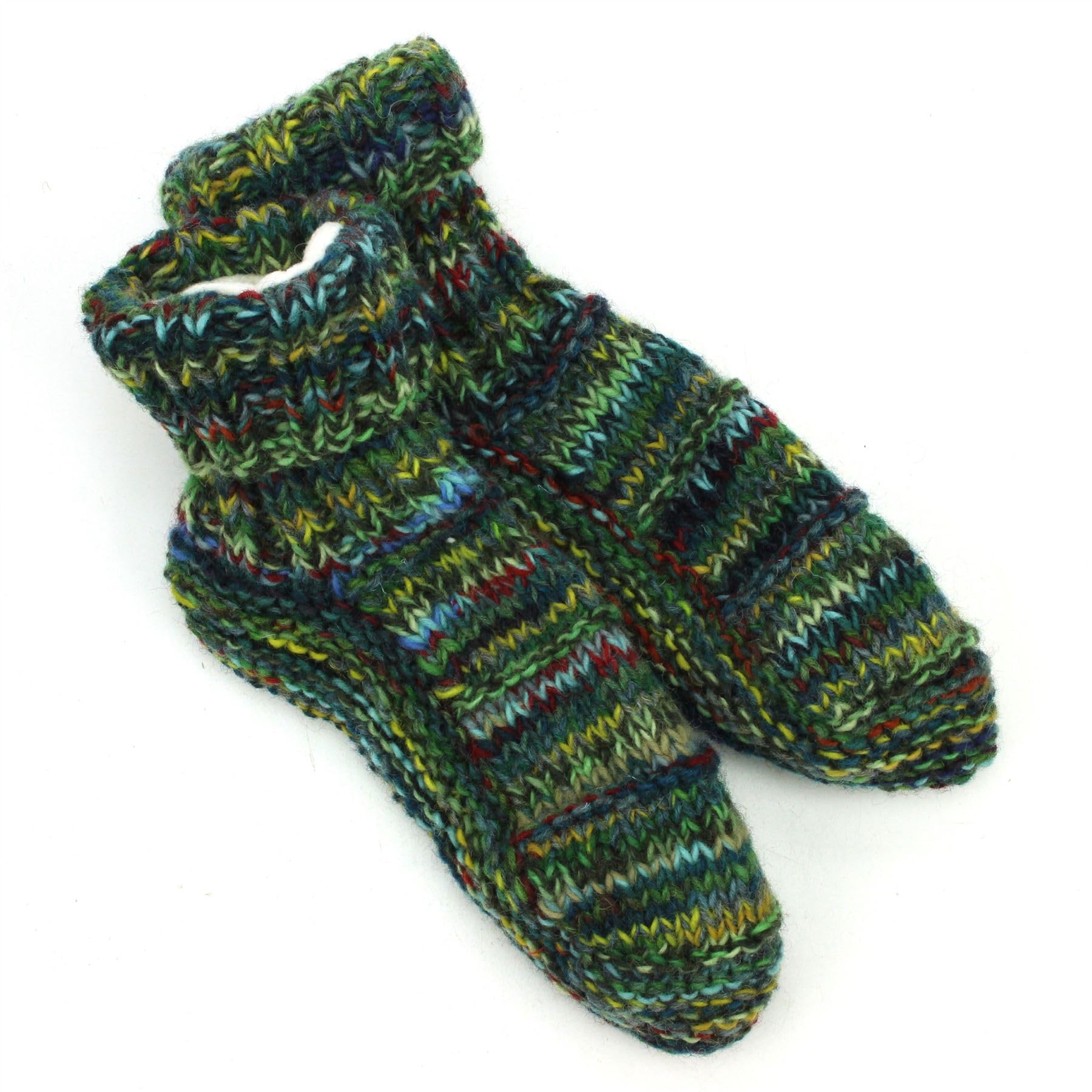 Loudelephant Sd Green Mix Hand Knitted Wool Ankle Socks