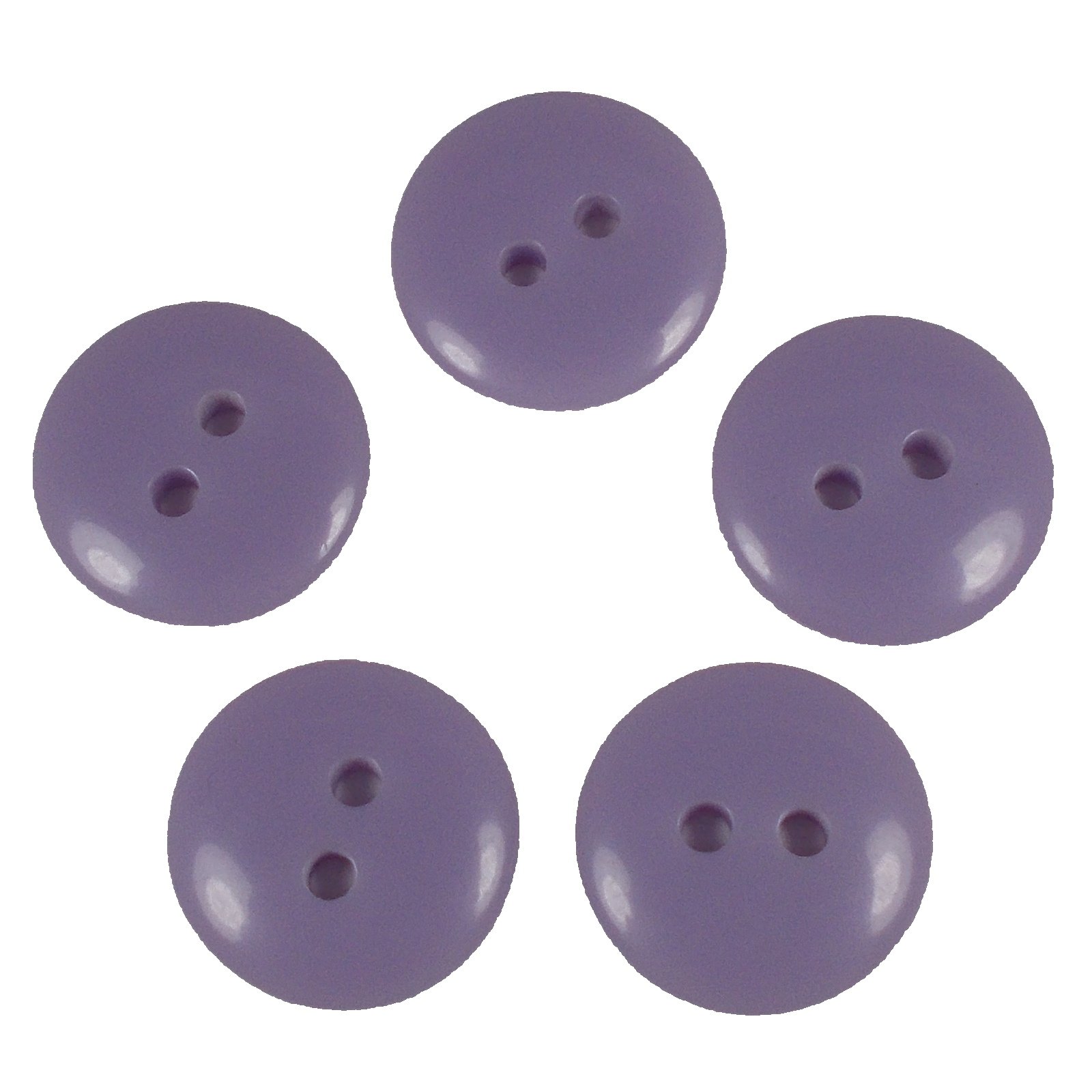 Smartie Buttons Polyester Round 2 Hole Pack of 5 (15mm, Lilac)