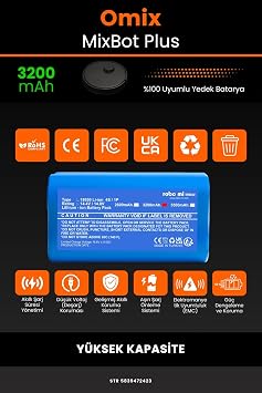 Omix MixBot Plus Uyumlu 3200mAh Robot Süpürge Bataryası