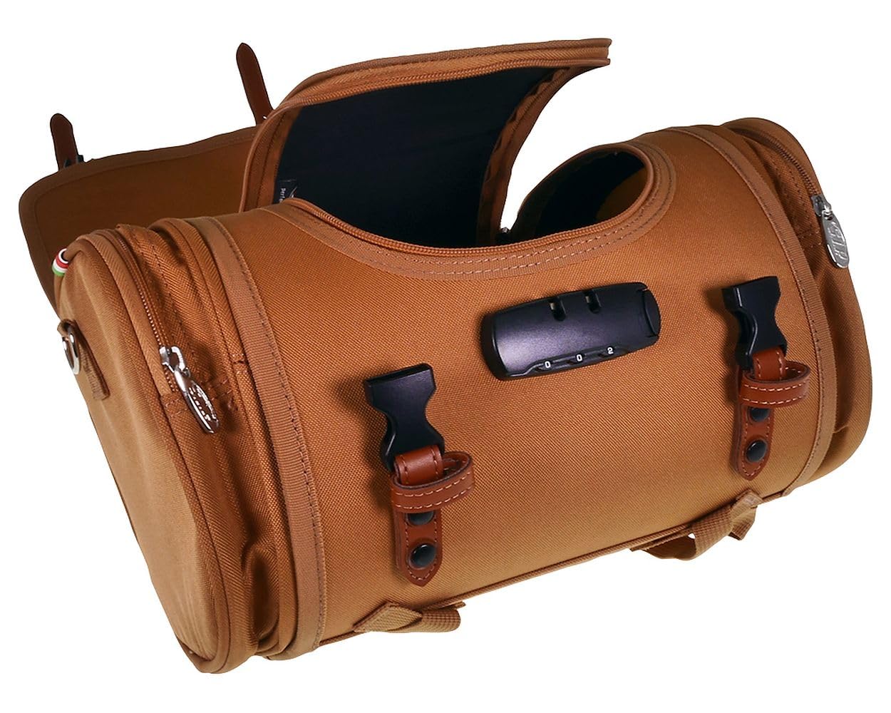SIP Gepäcktasche Classic klein 33x19x18 cm ca. 10L, Motorrad Hecktasche aus Nylon, braun, wasserabweisend, formstabil, kompatibel für Gepäckträger Vespa, Roller, Mofa