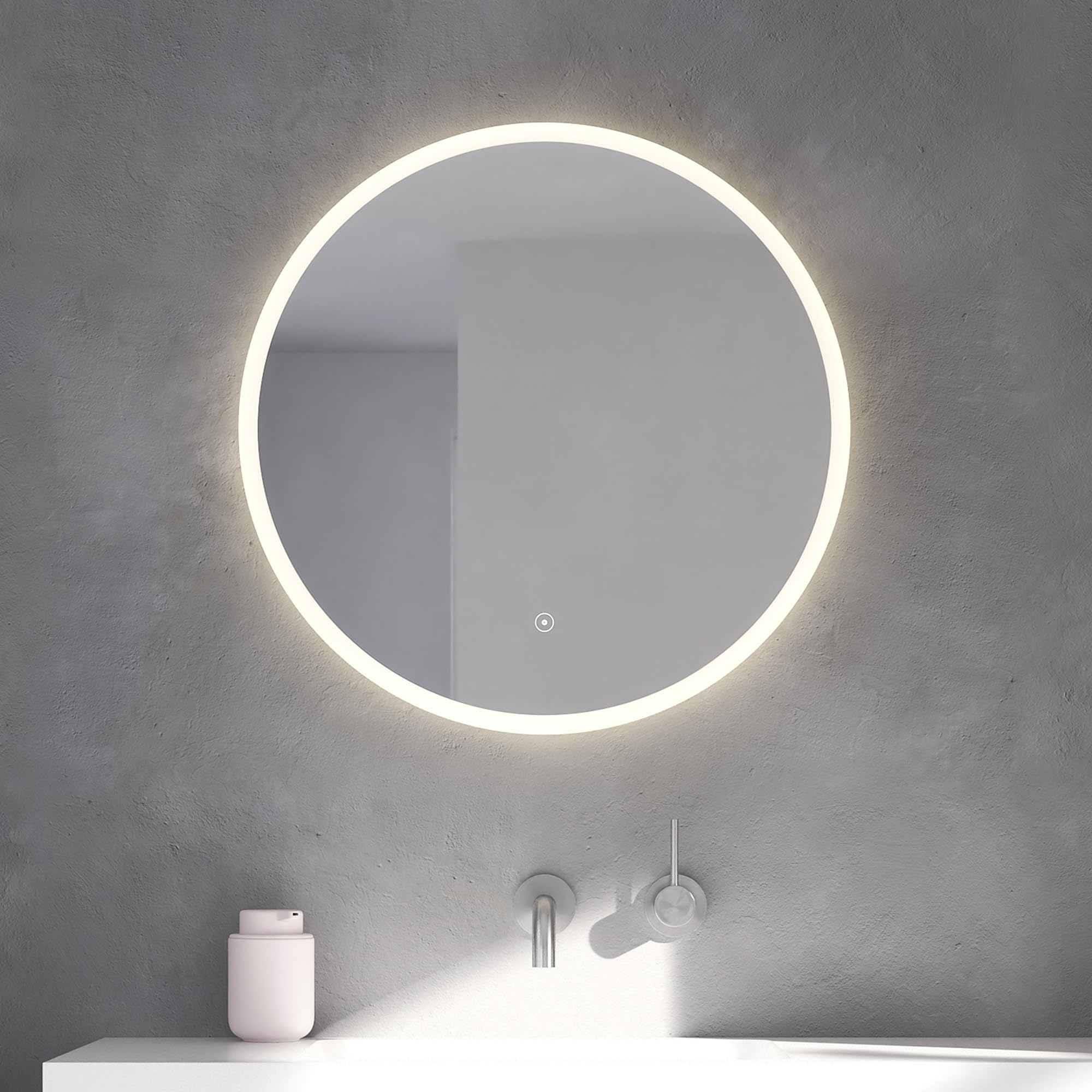 Loevschall Atlas Round Bathroom Mirror with Lighting LED Mirror with Touch Switch Bathroom Mirror with LED Lighting Adjustable Round Bathroom Mirror with Lighting 60 cm