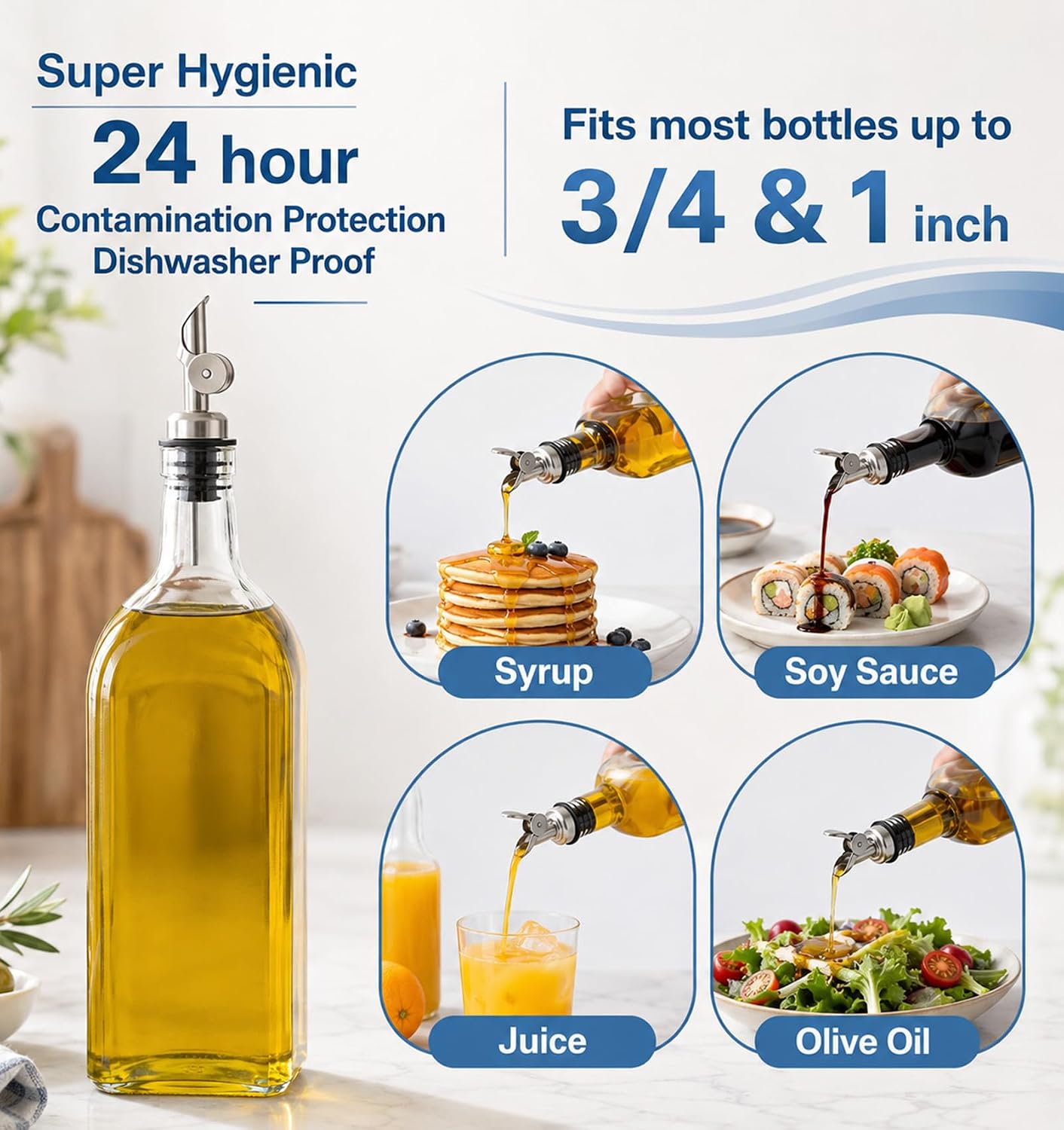 3Pcs Olive Oil Pour Spout, Olive Oil Spout for Bottles, Drip-Free image 3