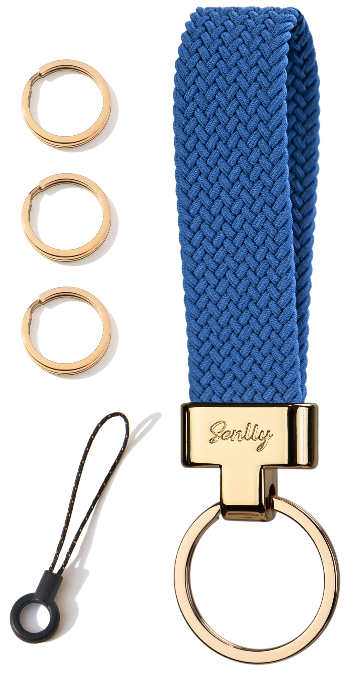SENLLY Car Keychain, Stretchy Key Holder, Original Elastic Anti-Drop Design Finger Lanyard Strap