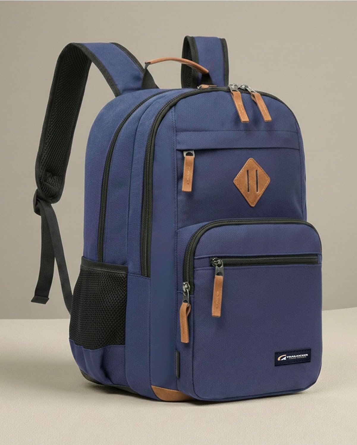 TRAILKICKER Classic Carry-on Travel Backpack, Laptop Backpack with Padded 17 inch Laptop Sleeve, Multi Pocket College Backpack, Casual Daypack Backpacks - Navy - Image 2