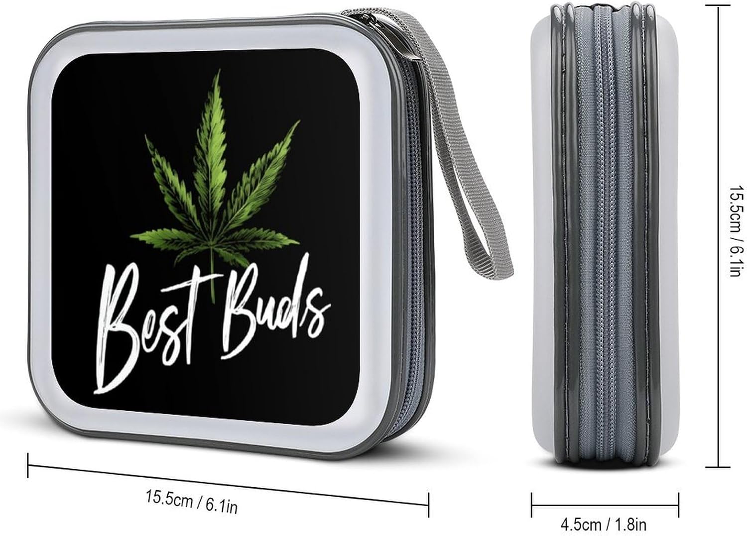 Best Buds Weed Portable CD Case Holder DVD Disc Wallet Storage Binder Organizer for Car Travel image 2
