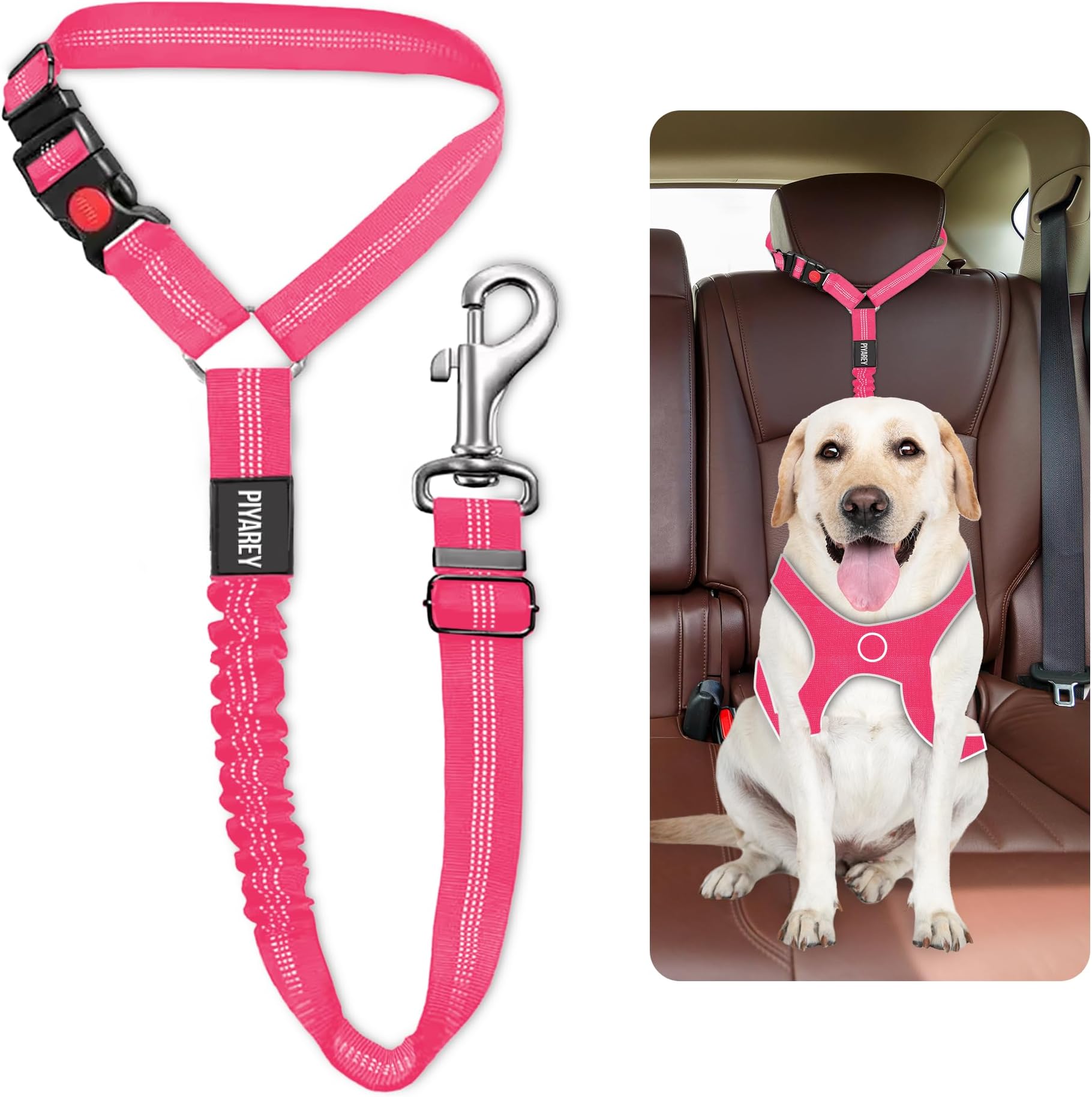 Car Dog Seat Belt Uk Headrest Dog Car Seat Belt Adjustable Dog Car Harness Pet Seatbelt Anti Shock Elastic Puppy Restraint Strong Leash Leads For Dogs Safety (PINK)