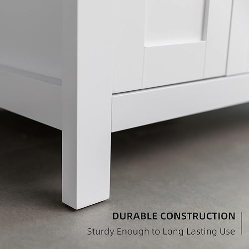 Miniatura 7 de eclife Gabinete de tocador de baño de 36 pulgadas con combo de fregadero empotrado moderno gabinete de MDF con grifo de metal 2 puertas y 3 cajones