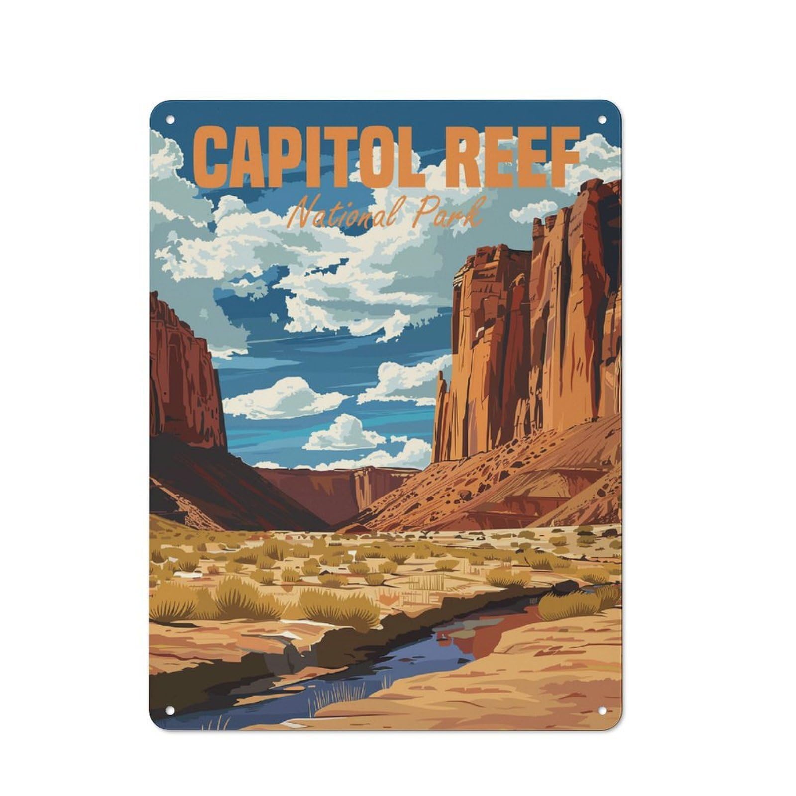 Junmoney Capitol Reef National Park For Hobby Room Or Studio, Rustic Metal Sign 40X30cm, For Creative Interior Collectors Refreshing A Room In Autumn