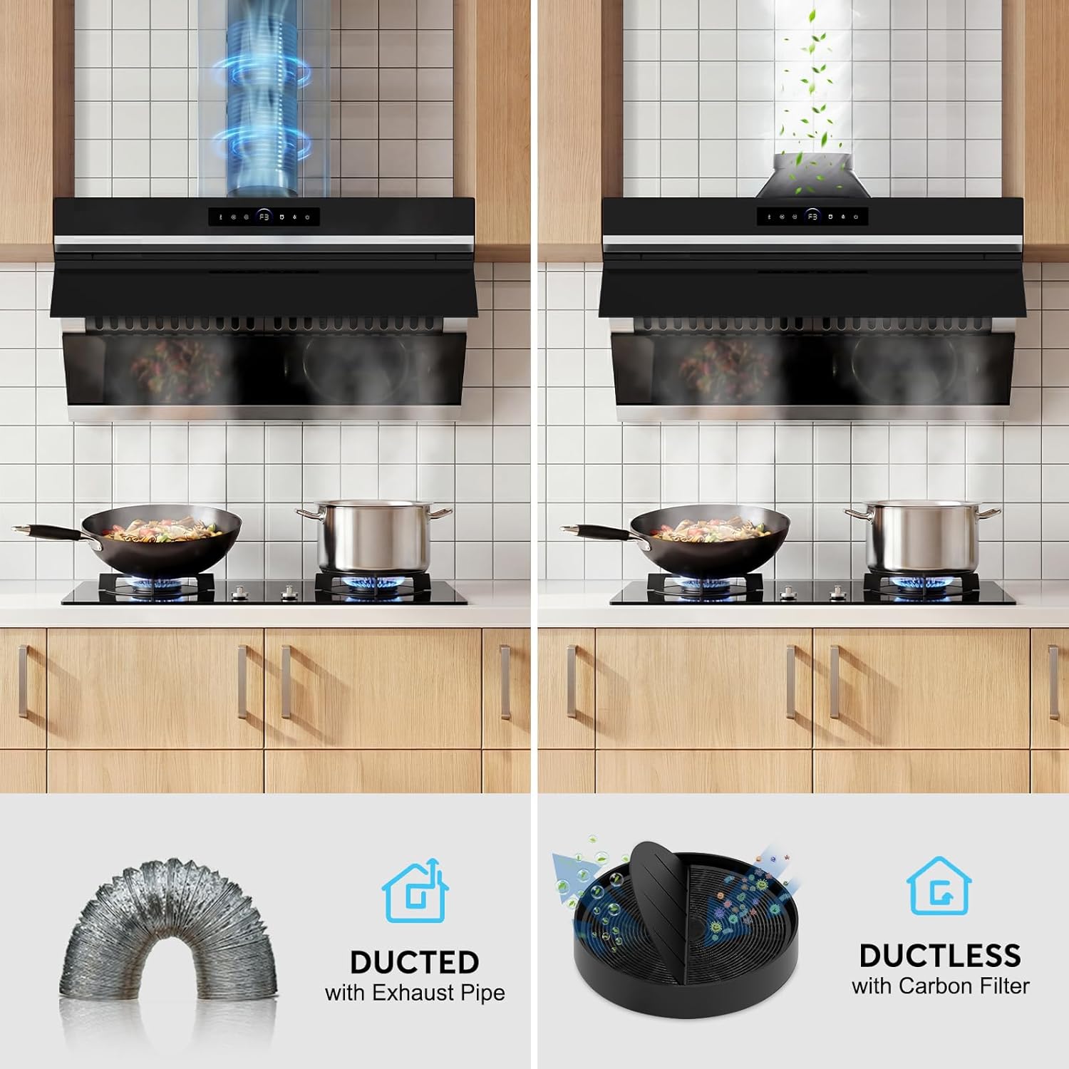 30 inch Under Cabinet Range Hood 900 CFM, Ducted/Ductless Convertible, 4 Speed Kitchen Vent Hood with Touch & Gesture Control, dimmable LED, Timer