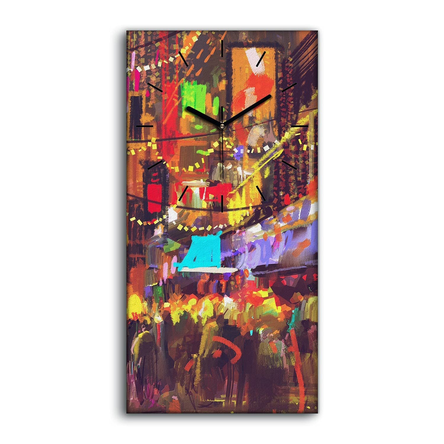 Horloge sur Toile 30x60cm Art Moderne Salon aux Finitions Premium