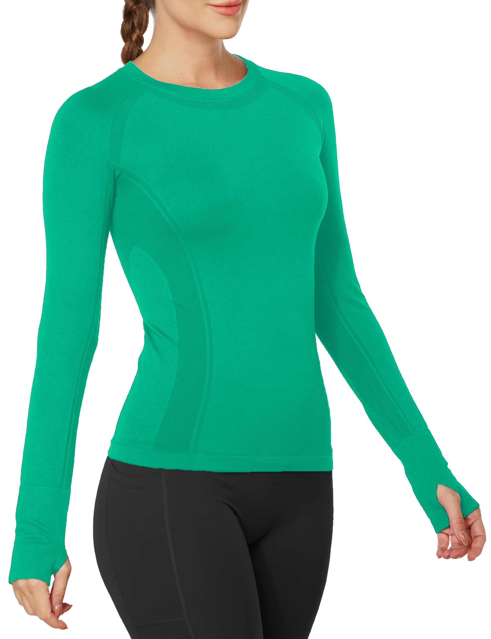 MathCat Seamless Long Sleeve Workout Tops with Thumb Holes
