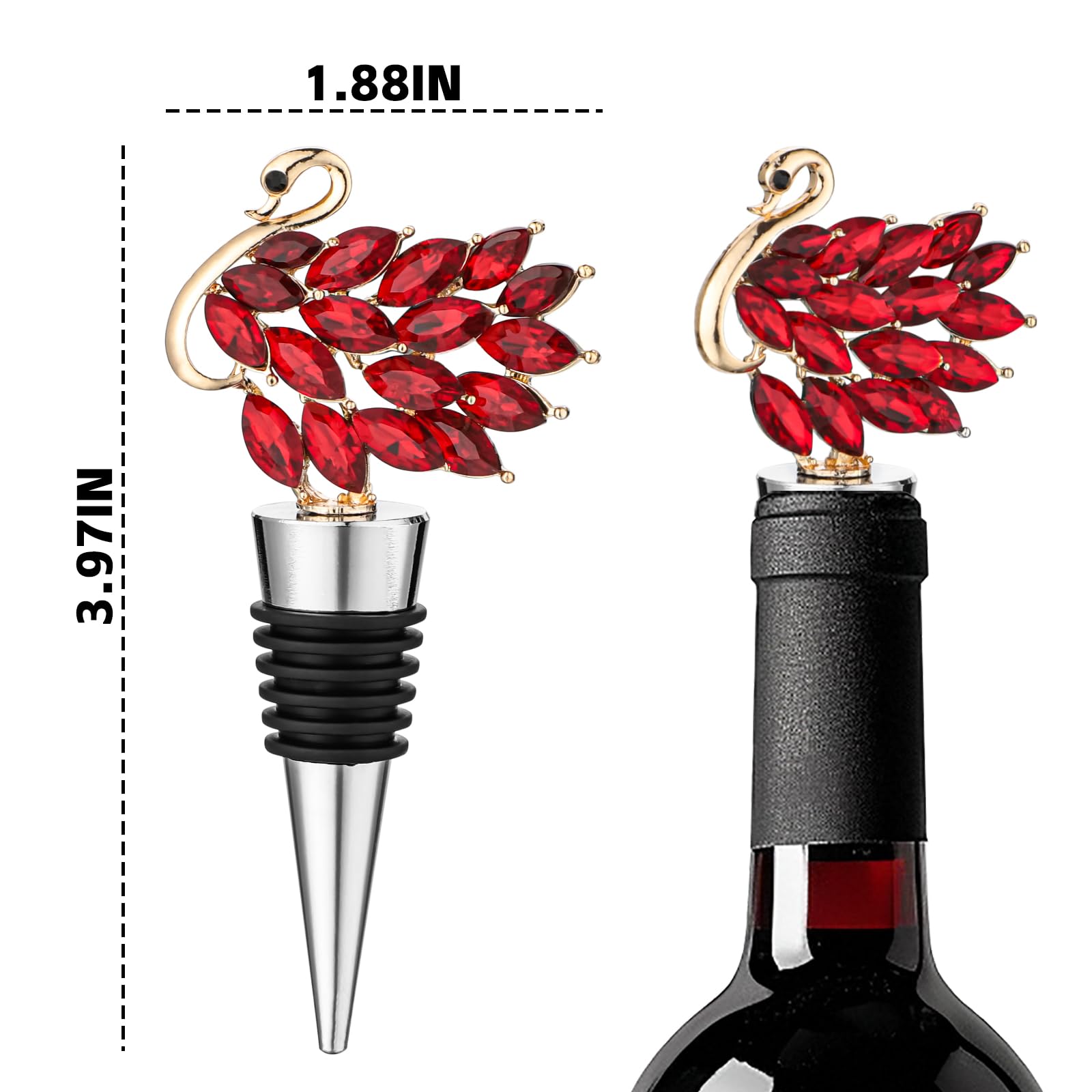 Swan Lot de 2 bouchons de bouteille de vin réutilisables pour boissons (2, rouge)