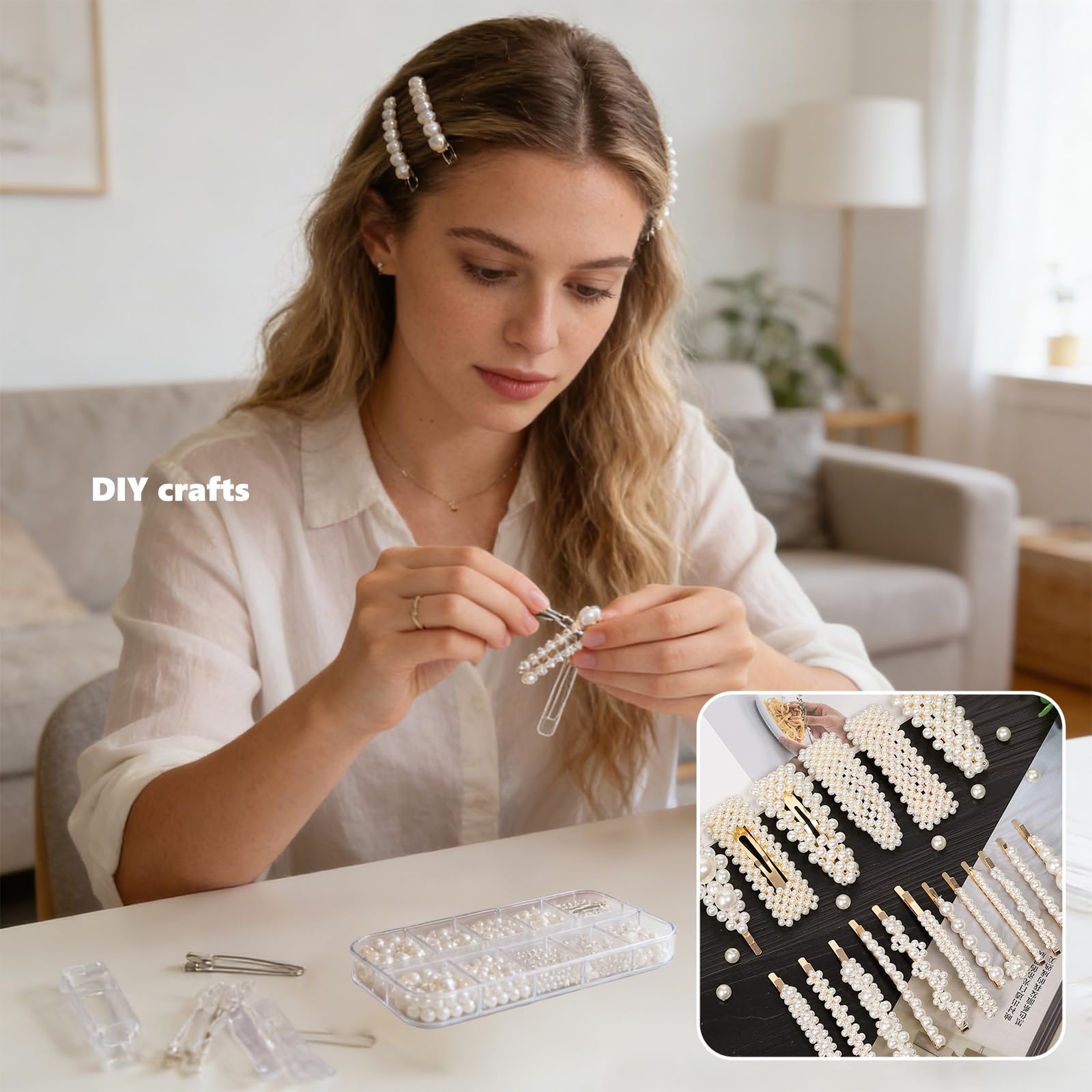 6 Tailles Breloques pour Ongles en Perles Blanches, Strass Ongle Demi Rondes à Dos Plat, Accessoires Décoration Bricolage Mariage Fête