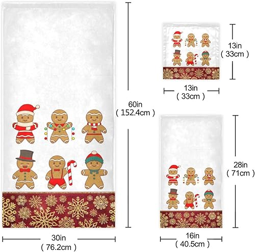 Miniatura 2 de Juego de 3 toallas de baño de pan de jengibre de Navidad, toallas de mano de baño de copos de nieve dorados, toalla de cara para el hogar, hotel,